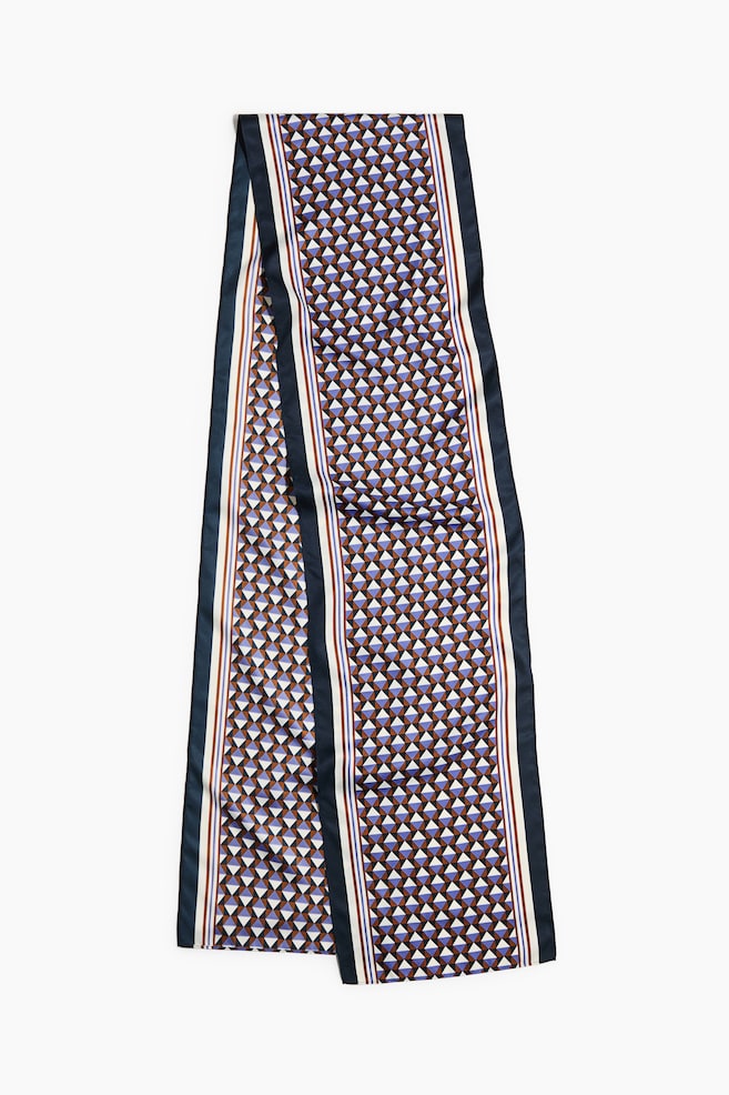 Printed Scarf - Navy blue/brown patterned/Cream/patterned - 1