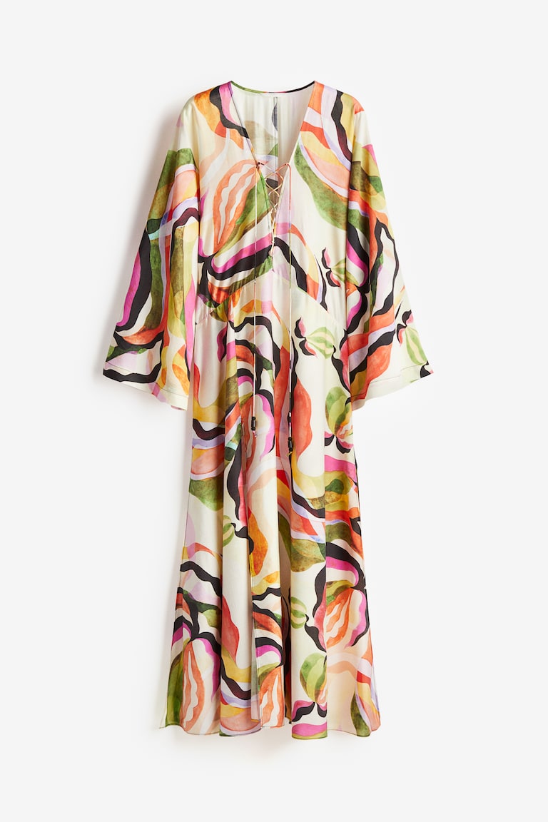 h&m pleated kaftan dress Women's Yellow Pleated Kaftan Dress