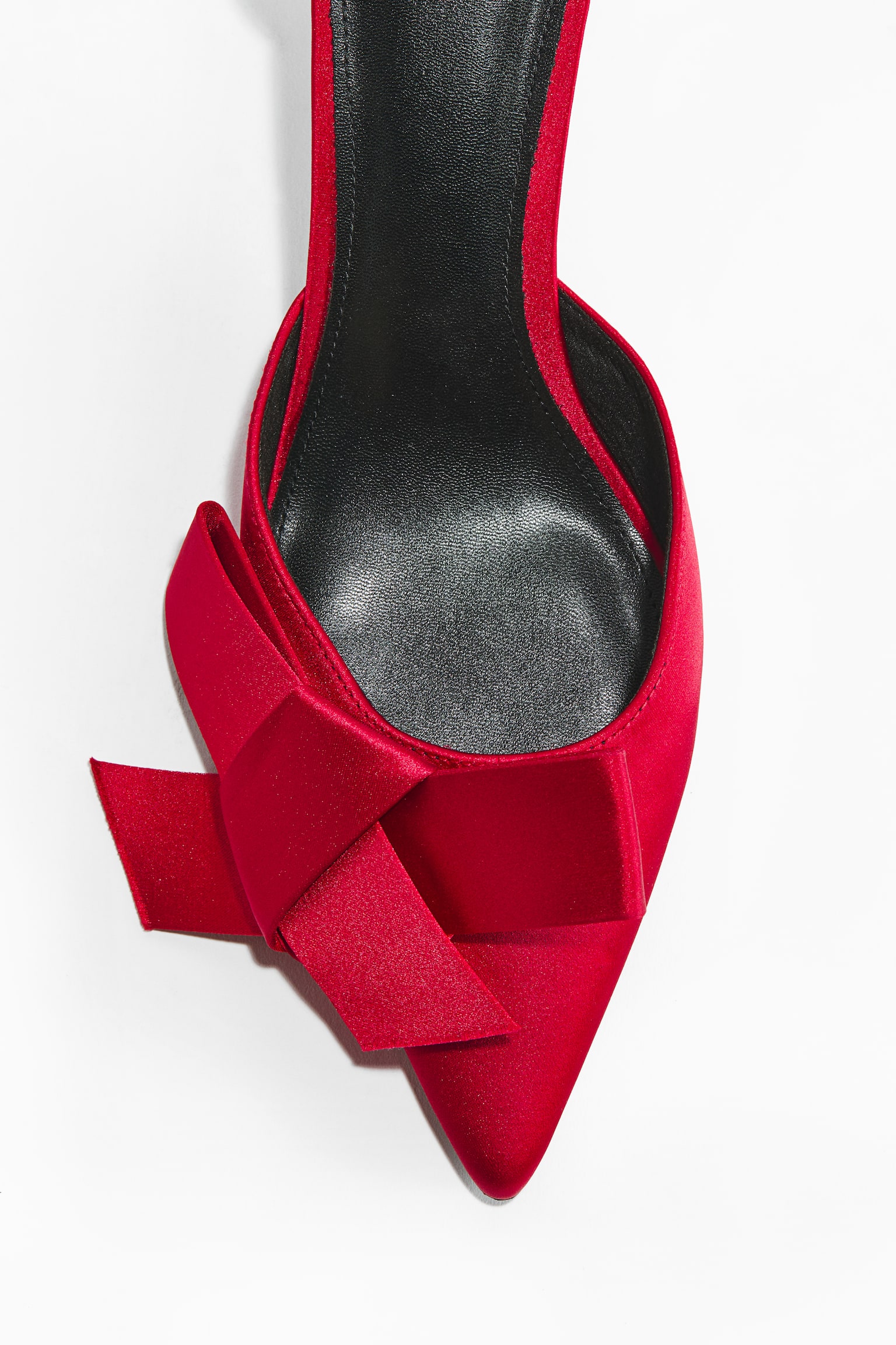 Bow-detail satin court shoes - Bright red/Black - 2