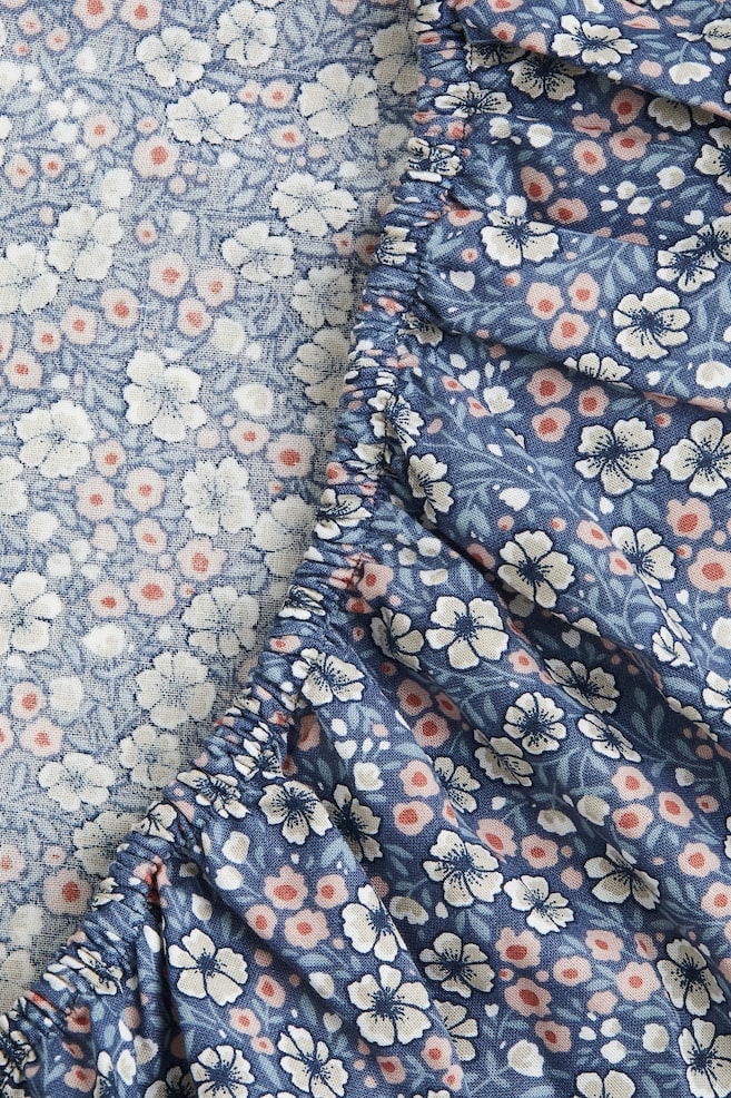 Fitted cotton sheet - Pigeon blue/Floral/Light green/Floral - 3
