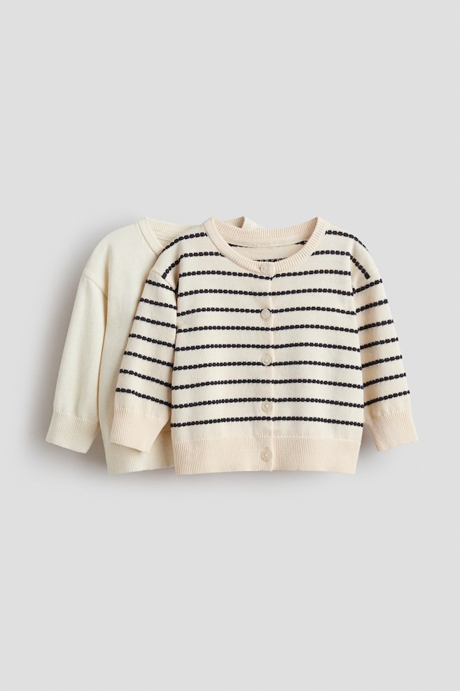 2-pack cotton cardigans - White/Light beige/Light pink/Striped/Light purple/Cream - 1