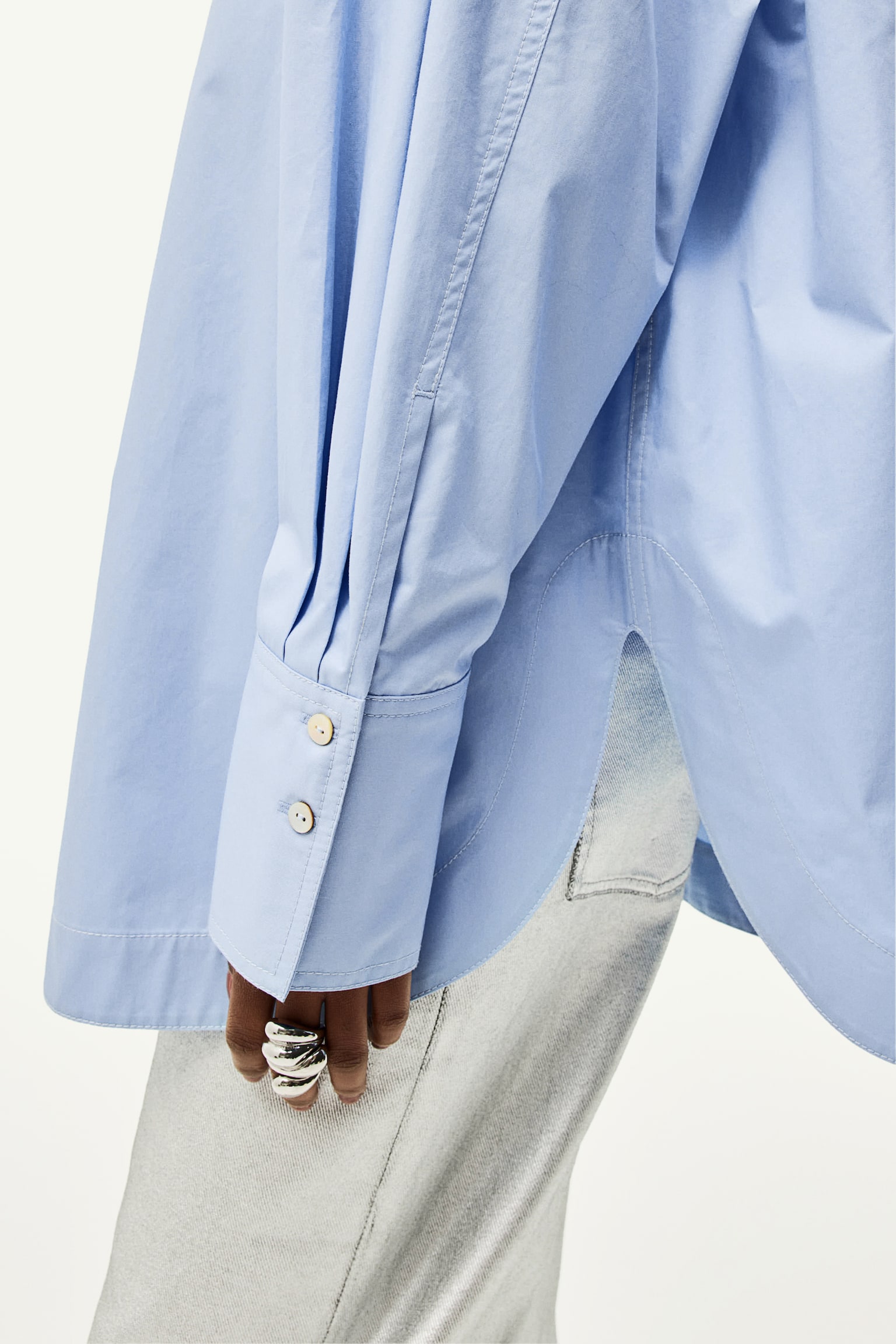 Oversized Grandad Shirt - Light blue - 6