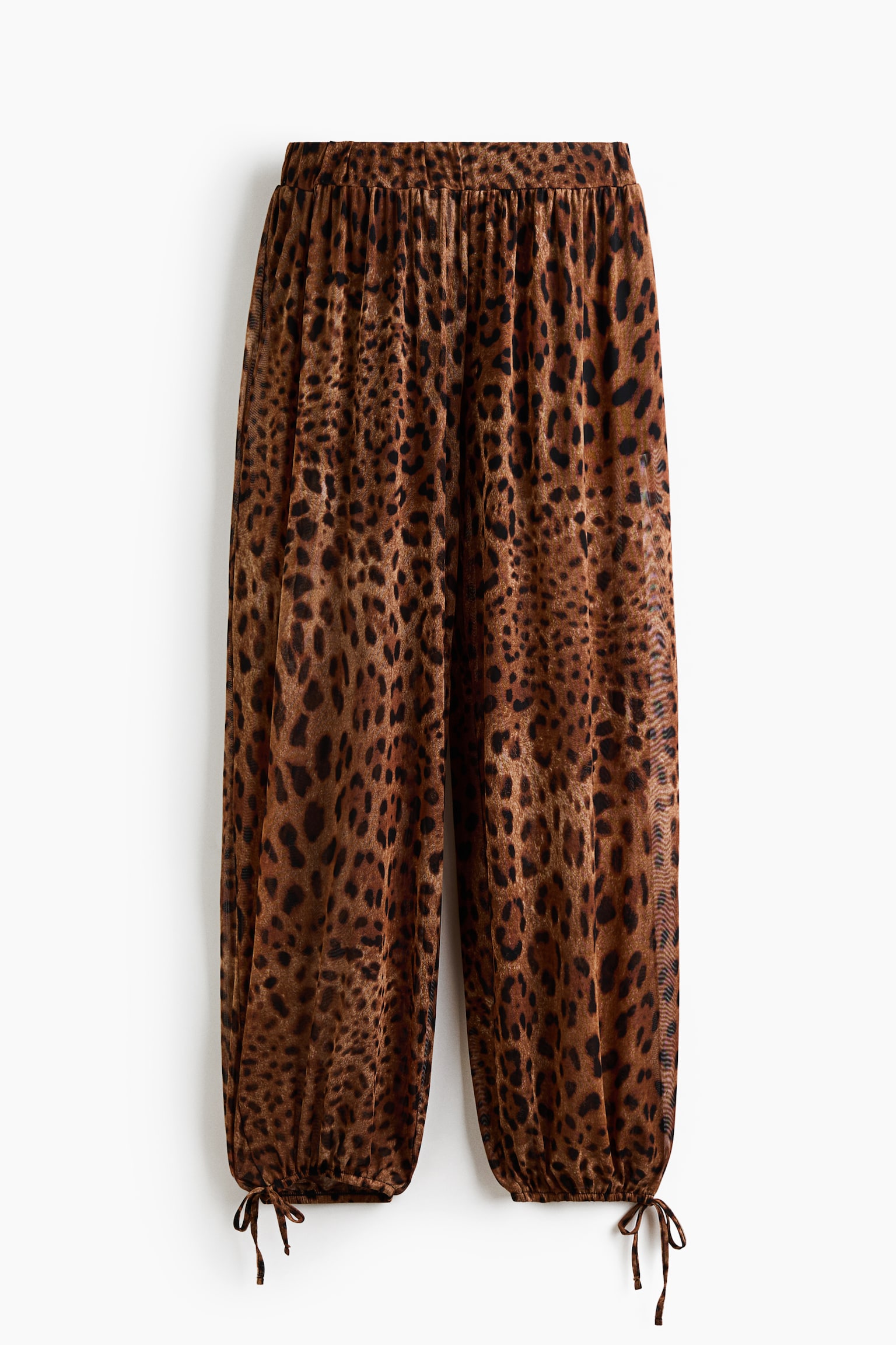 Pantalón globo de malla - Beige/Estampado de leopardo/Marrón oscuro - 1