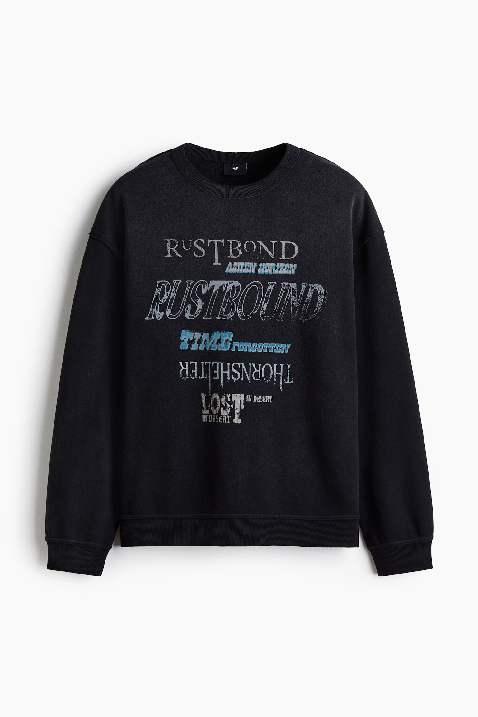 프린트 스웨트셔츠 루즈핏 - 블랙/다크 그레이 - 2