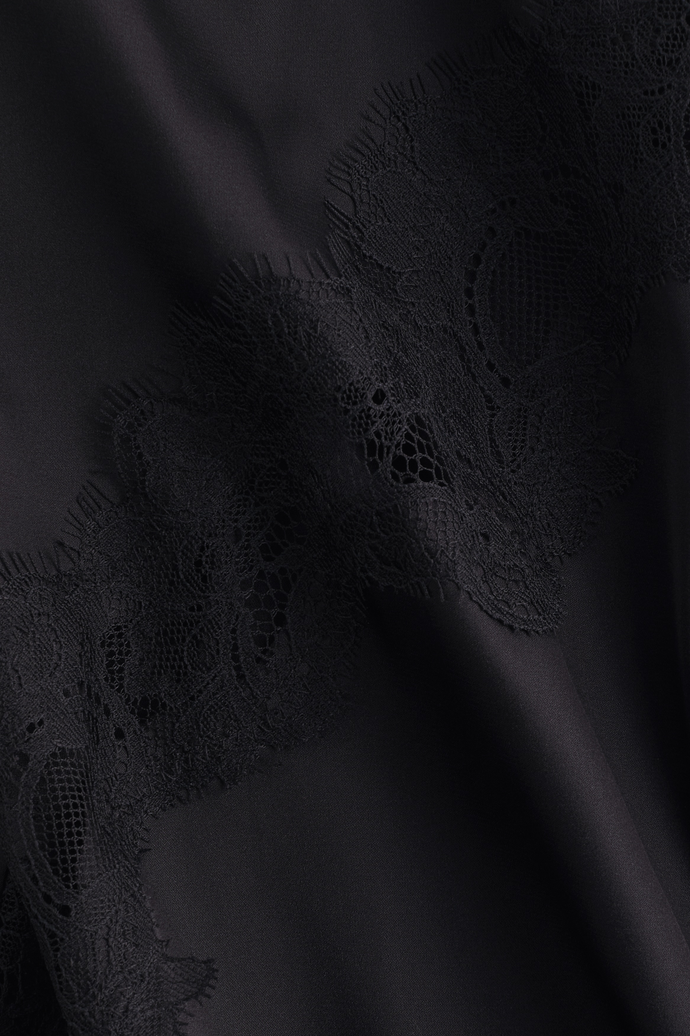 Lace-trimmed asymmetric nightslip