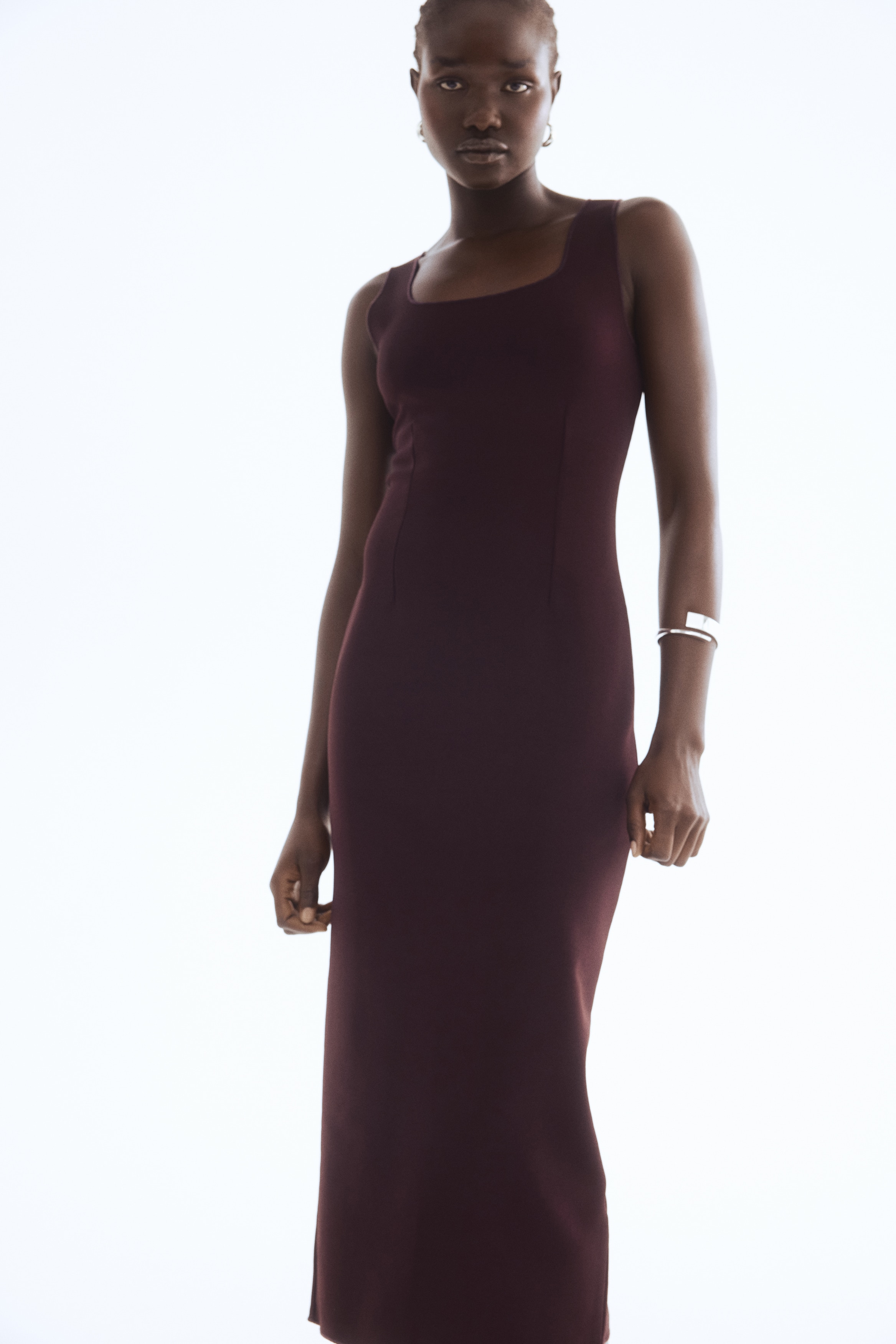 h&m bodycon dress red Elva Fitted Midi Dress - Pink - XL main image 1