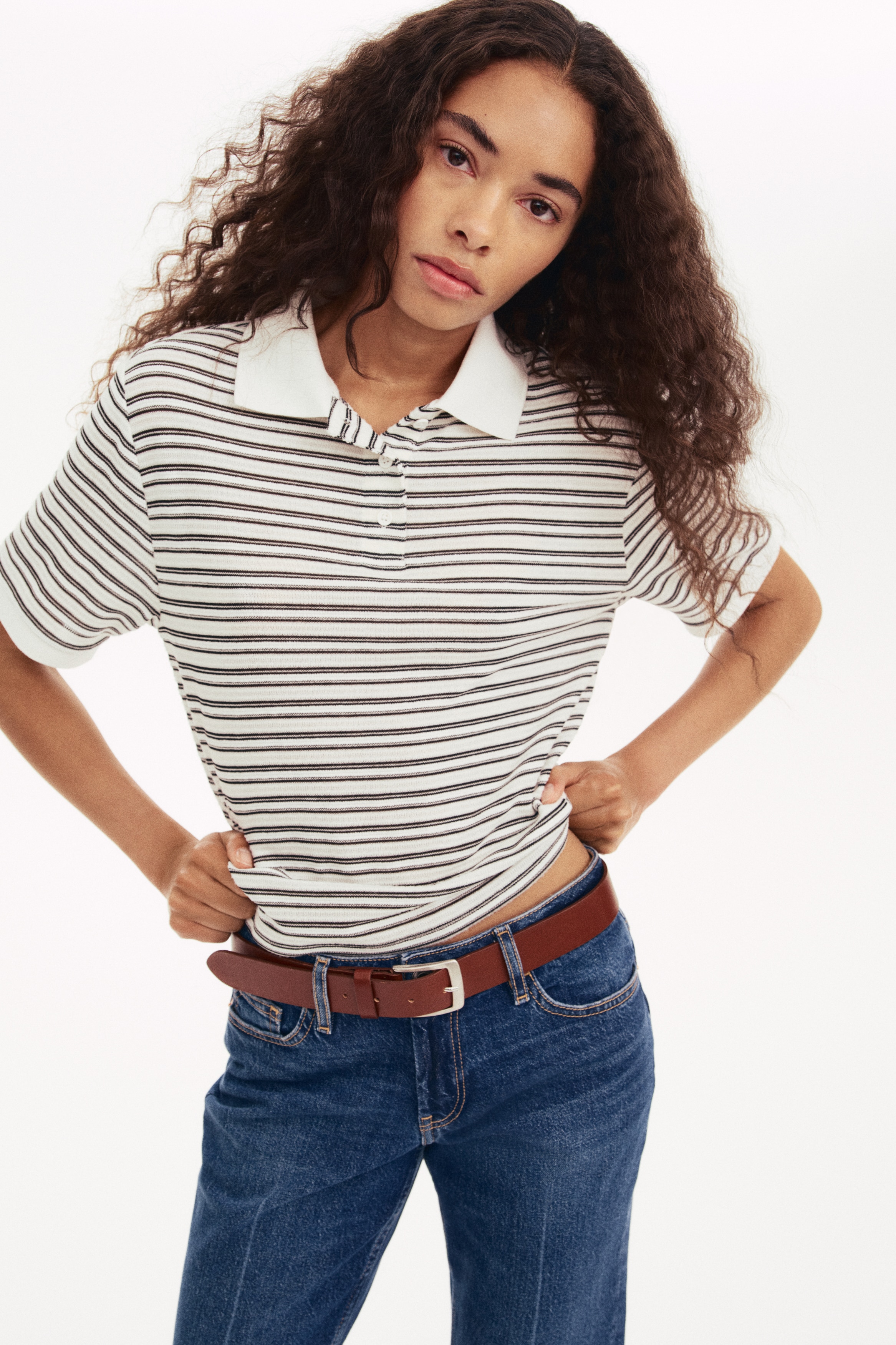 Fine-knit polo shirt
