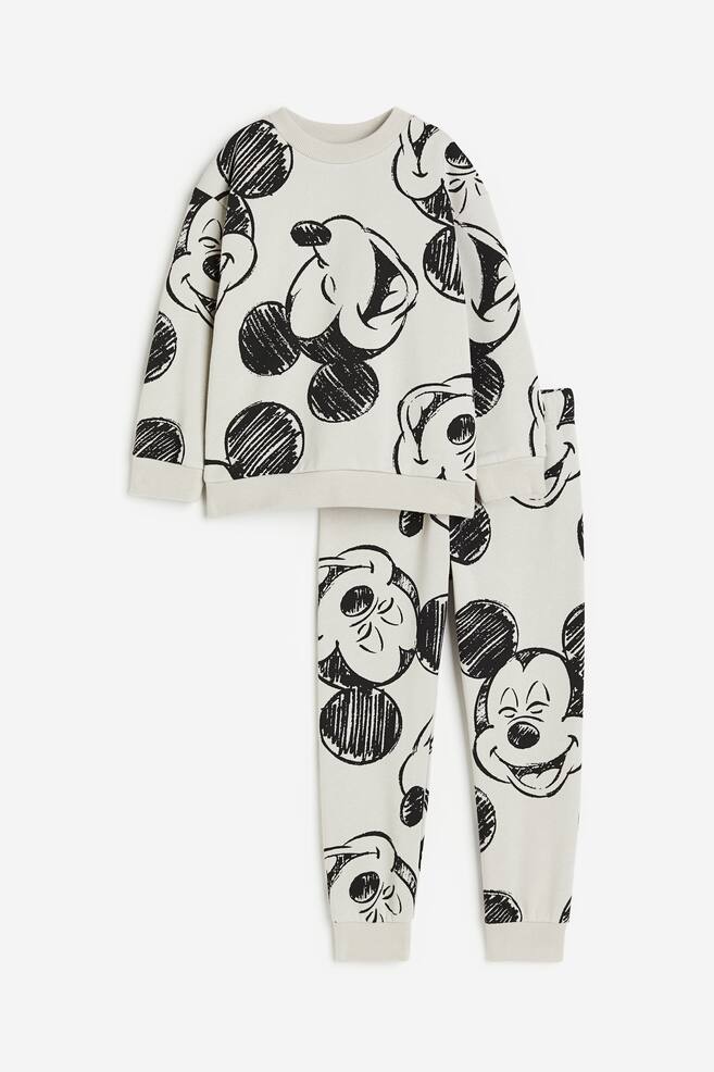 2-piece printed sweatshirt set - Light grey/Mickey Mouse/Black/Pokémon/Green/Snoopy/Black/Batman/dc - 1