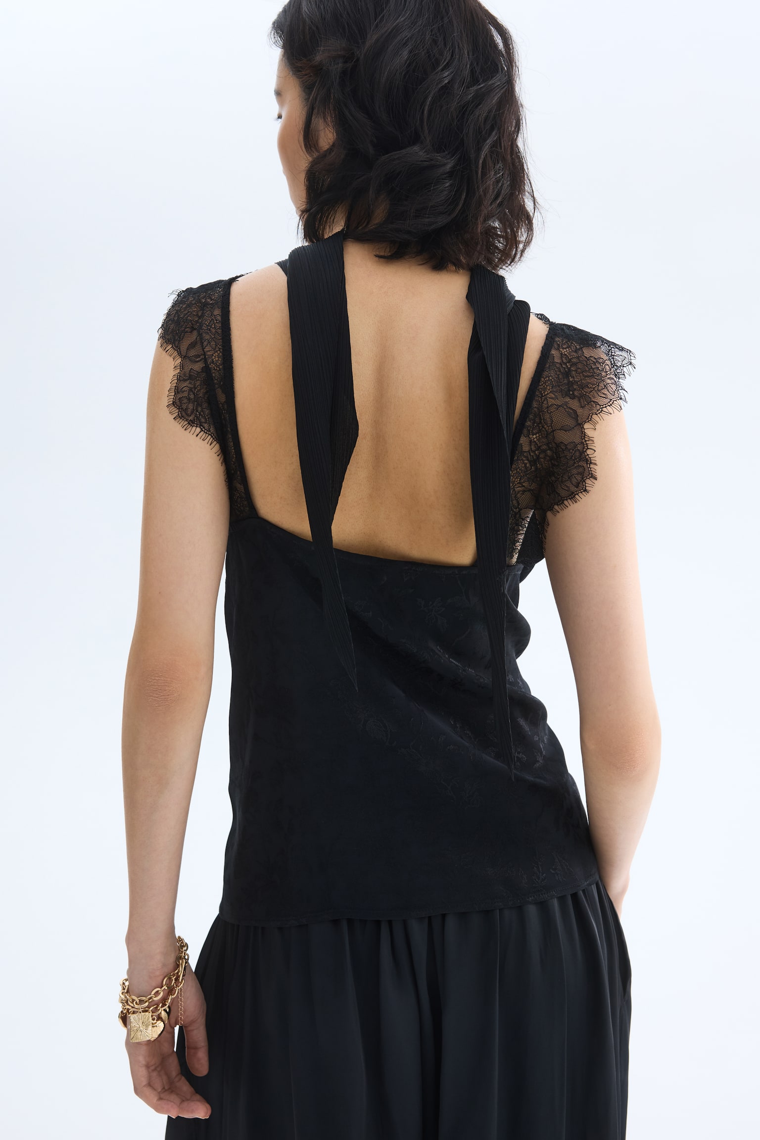 Lace-detail top - Black - 3