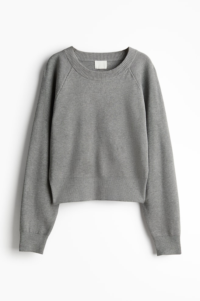 Pullover corto - Grigio mélange - 1