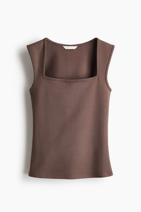 Женские топы H&M Ribbed Square-Neck Tank Top