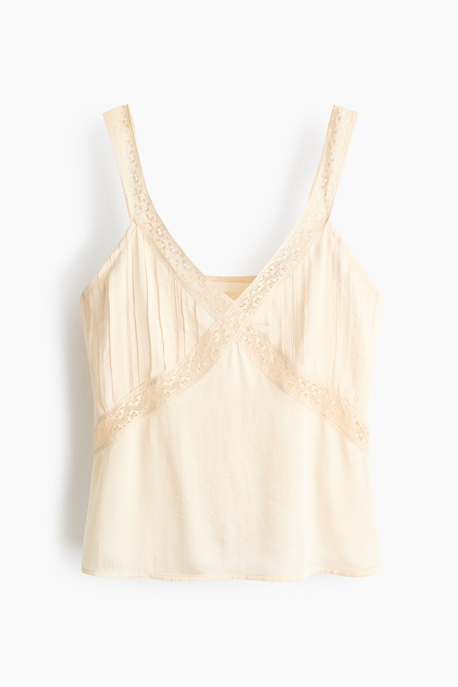 Lace-Trimmed Pintucked Top - 1