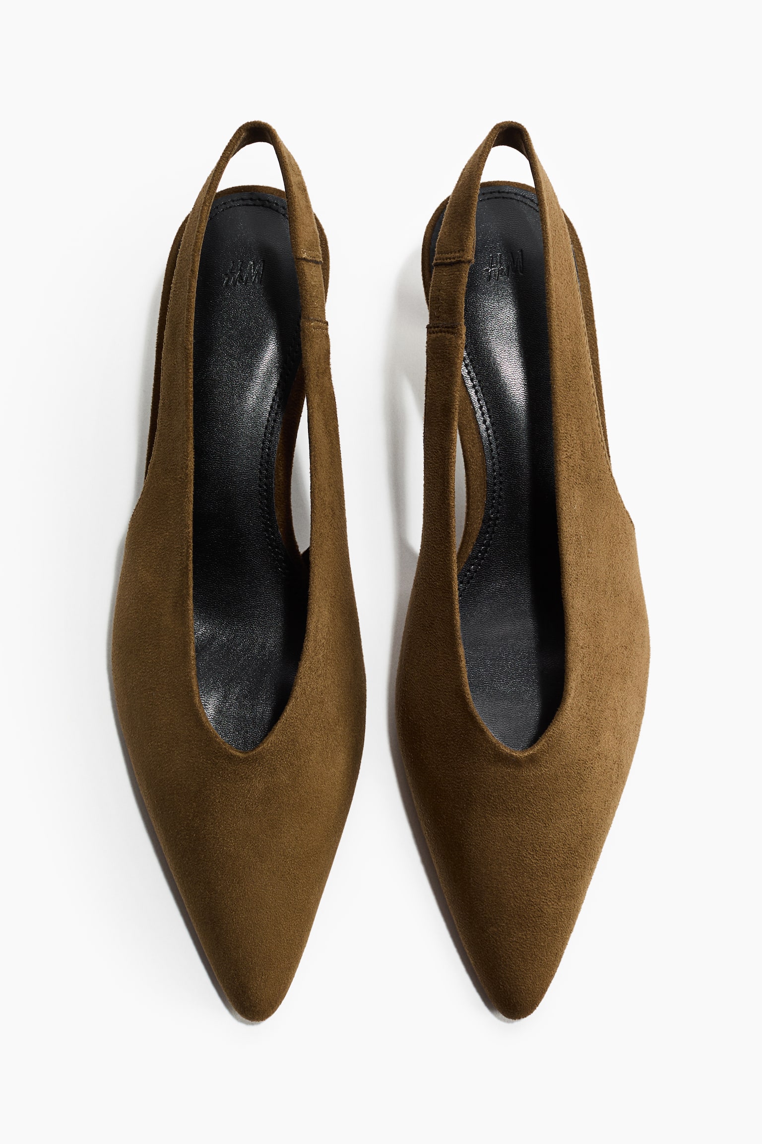 Kitten-heeled slingbacks - Dark khaki green/Dark beige - 3