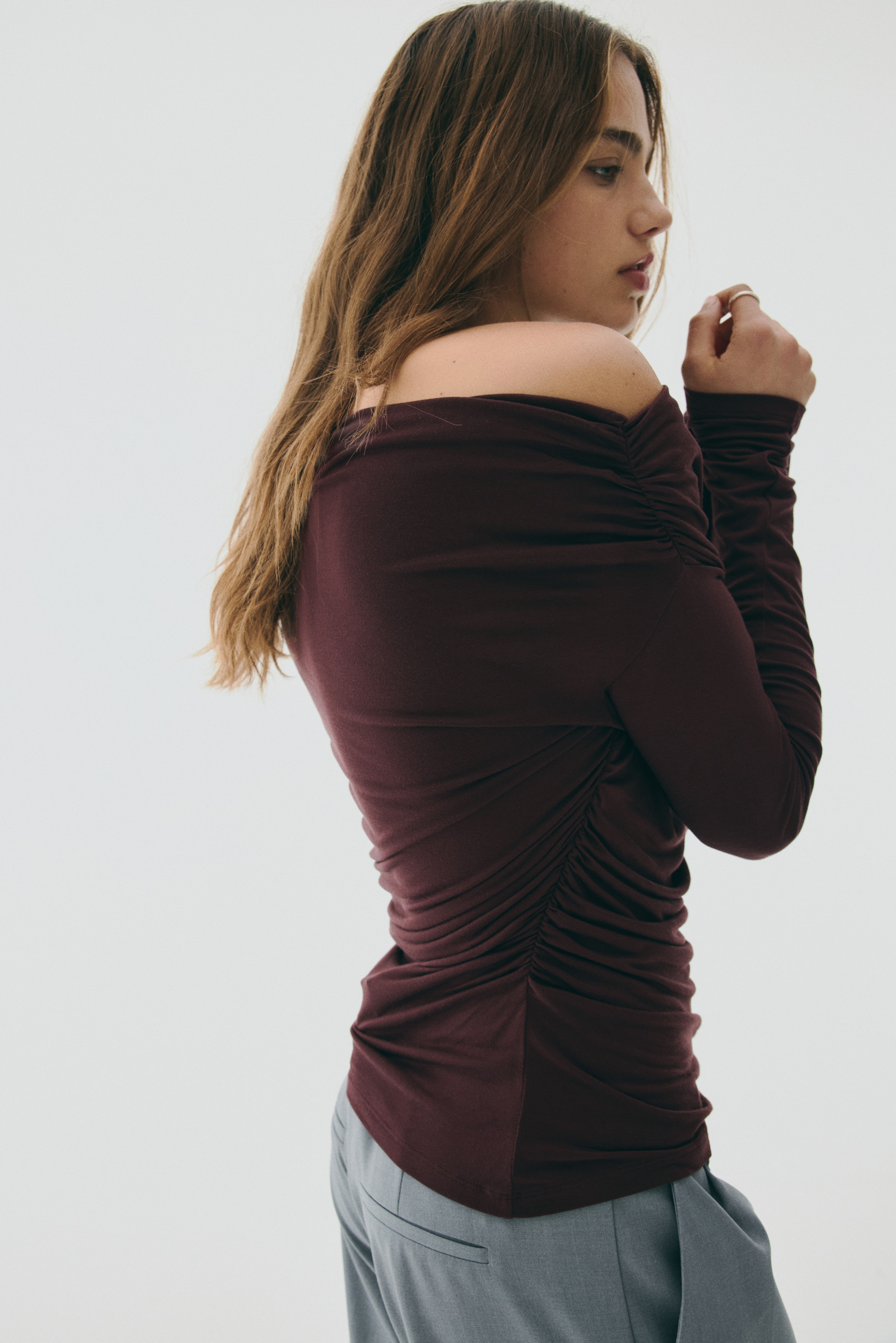 Women's Khaki green Draped One-Shoulder Top | H&M CA