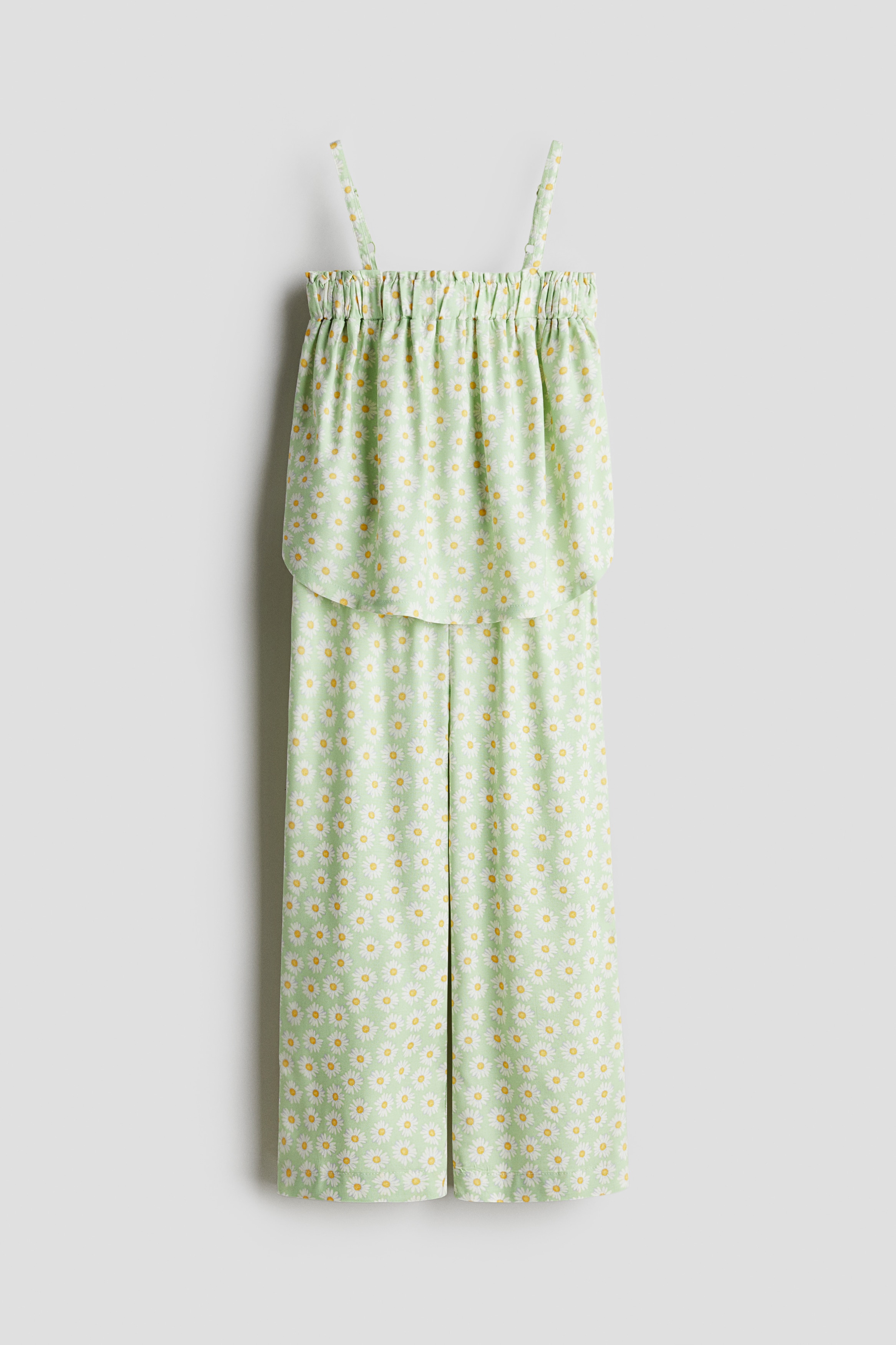 Conjunto de top e calças - Verde claro/Floral/Rosa/Floral/Azul/Bege claro/Riscas/Vermelho vivo/Pêssego claro/Riscas