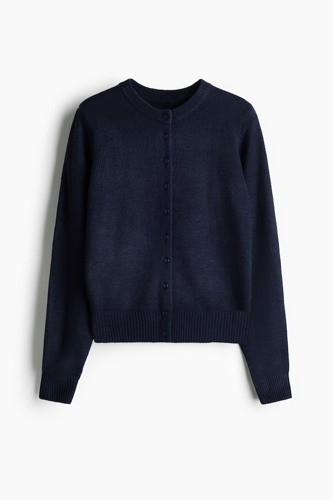 Textured-Knit Cardigan - Navy blue/Burgundy/Dark khaki green - 1