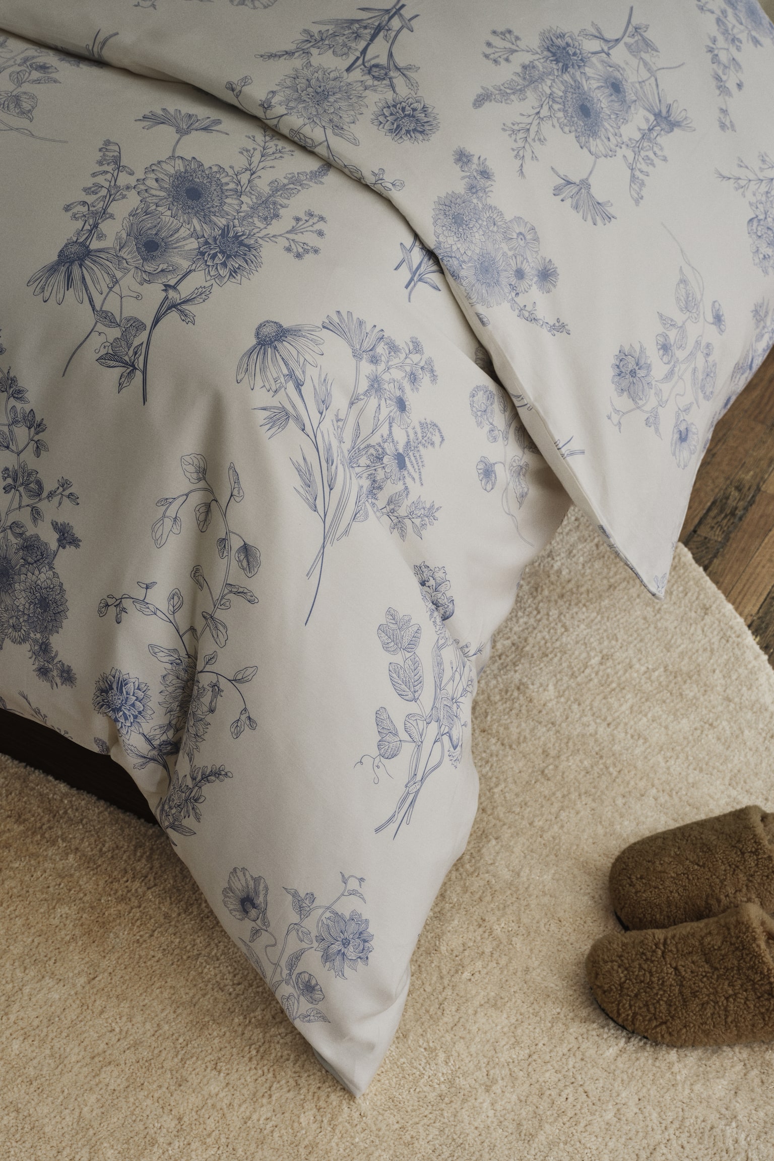 Cotton Sateen Twin Duvet Cover Set - Light blue/floral - 2