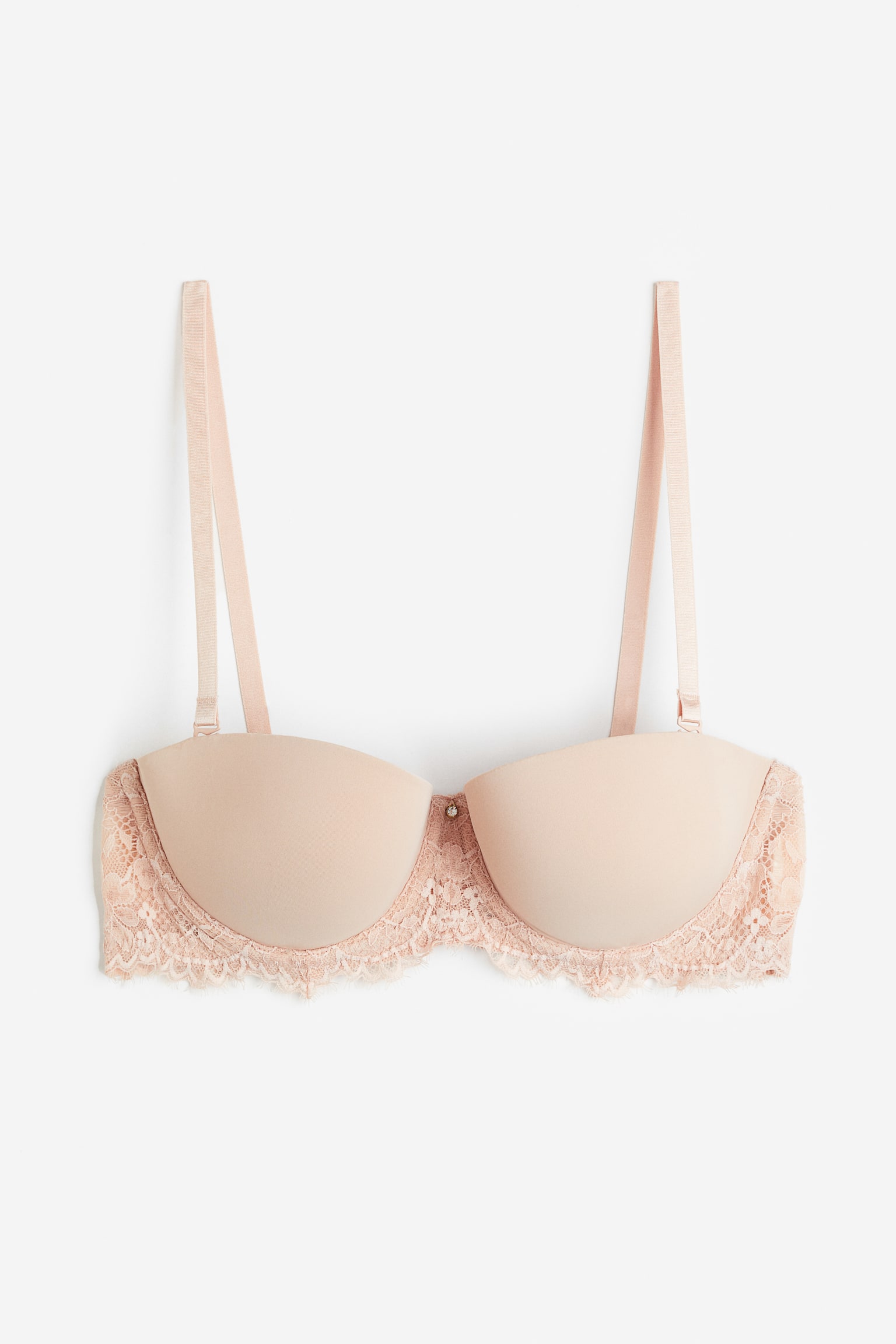 Padded Balconette Bra - Light beige/White - 1