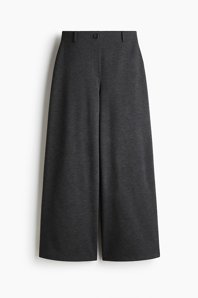 Wide-Leg Jersey Pants - Dark gray melange - 1