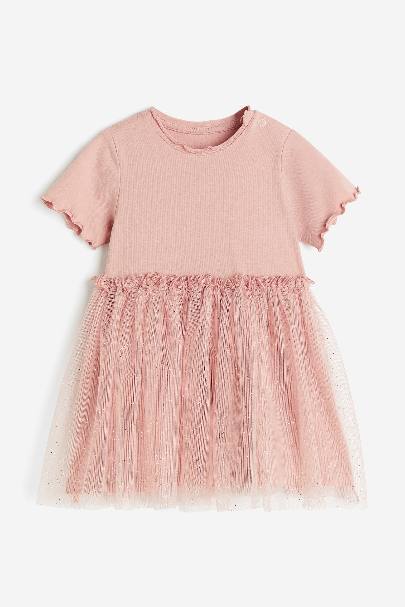 Tulle Skirt Jersey Dress - Dusty pink - 1