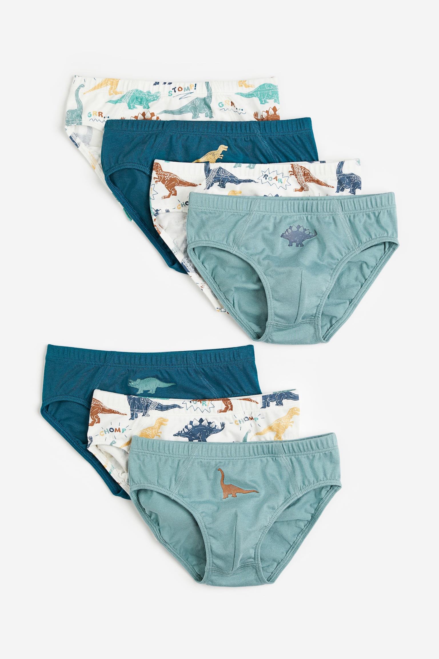 7-pack Cotton Boys’ Briefs - Teal/Dinosaurs/Dusty blue/Dinosaurs - 1