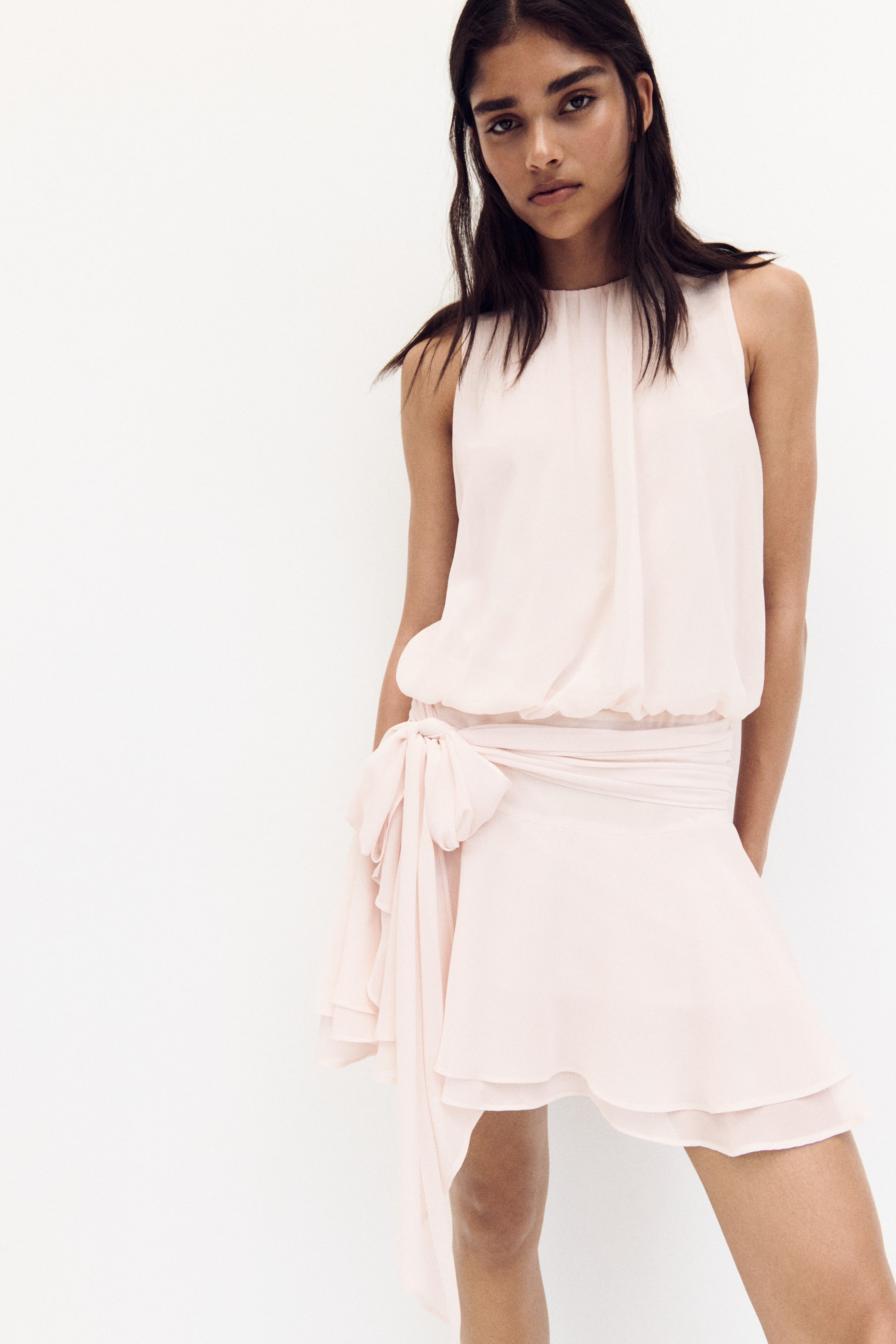 Tie-Detail Chiffon Dress