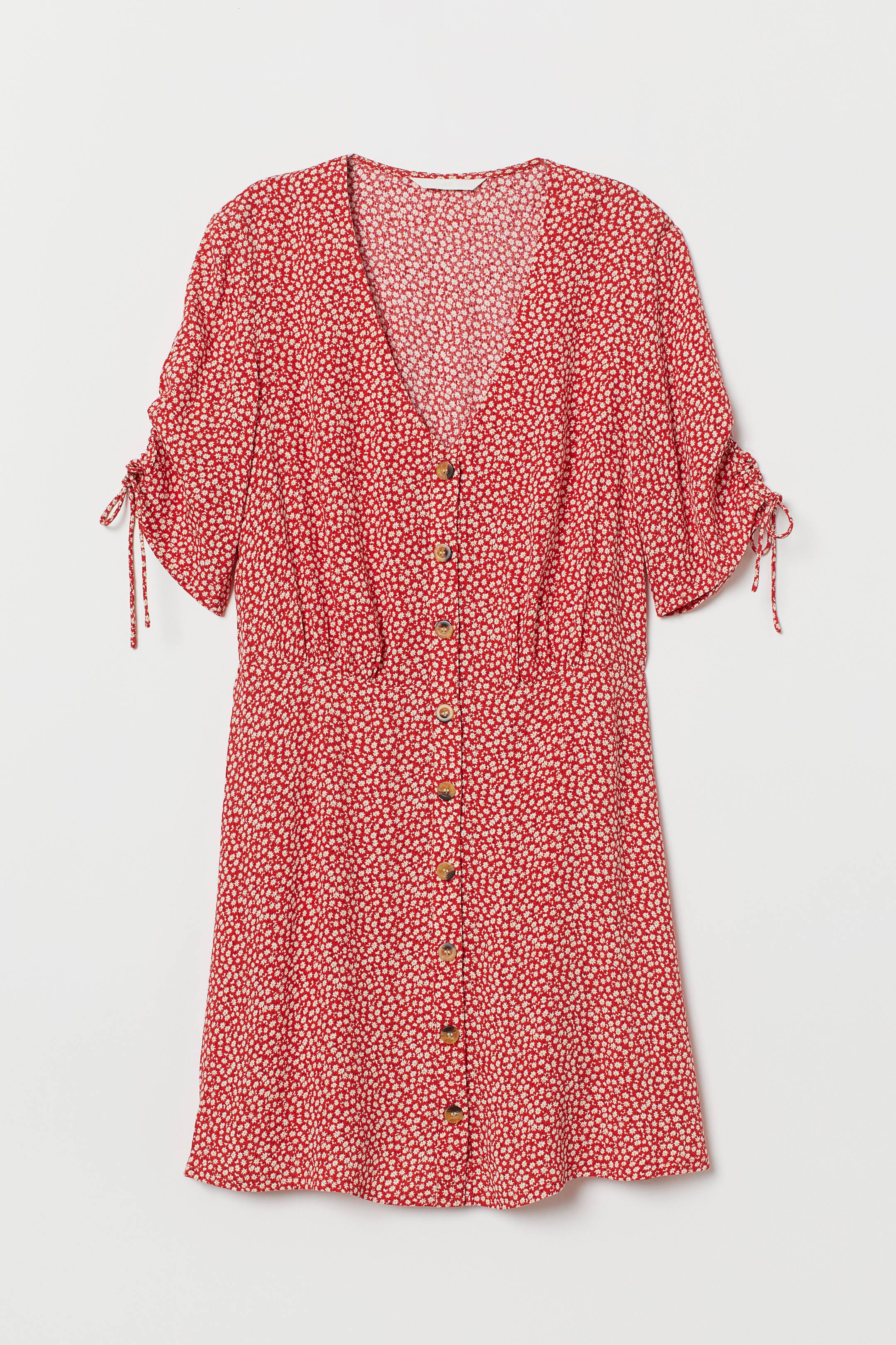 Agrandir l'image: Robe en crêpe - Rouge/fleuri - FEMME | H&M FR 1