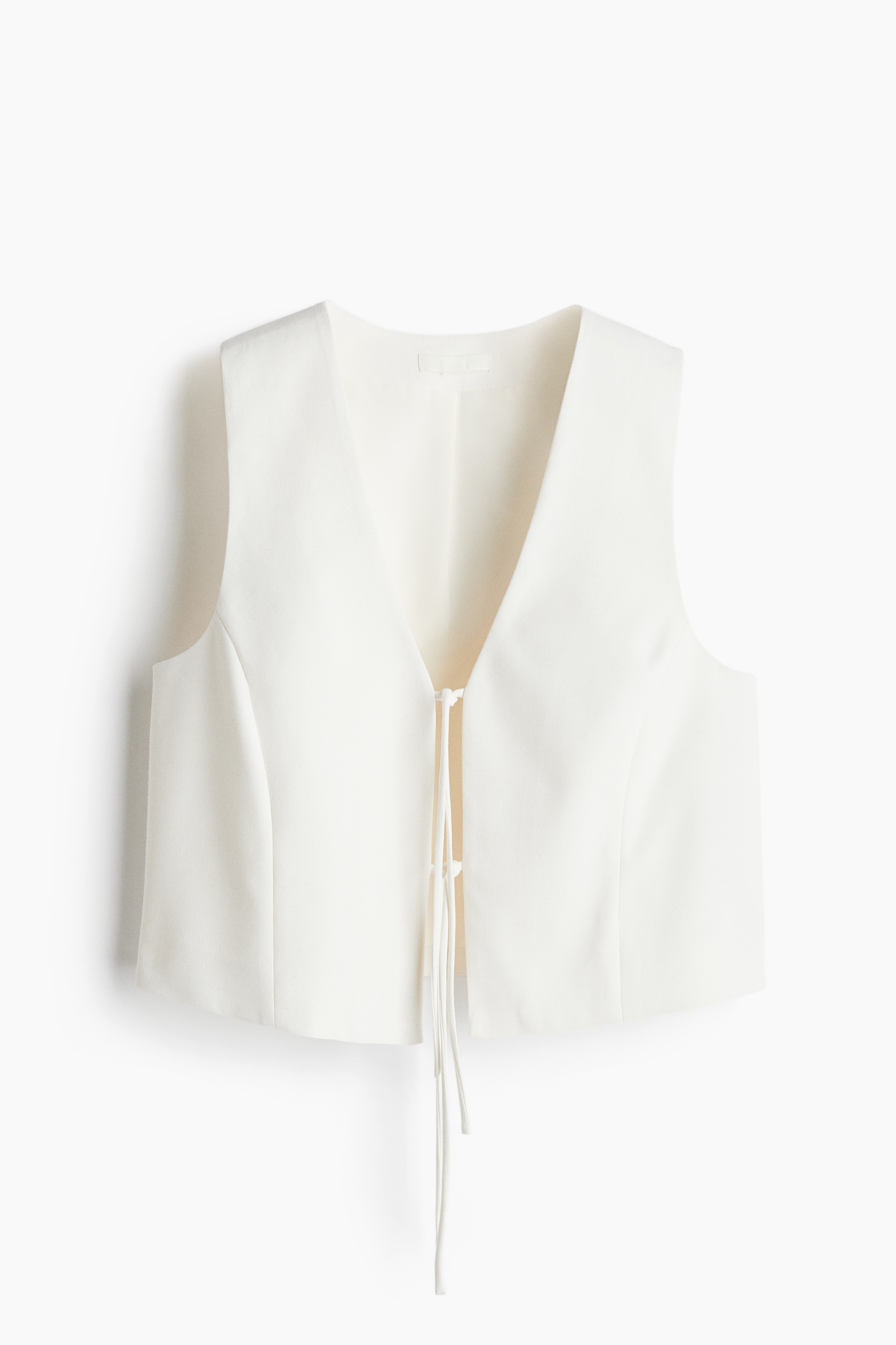 Bağcık Detaylı Yelek - Beyaz