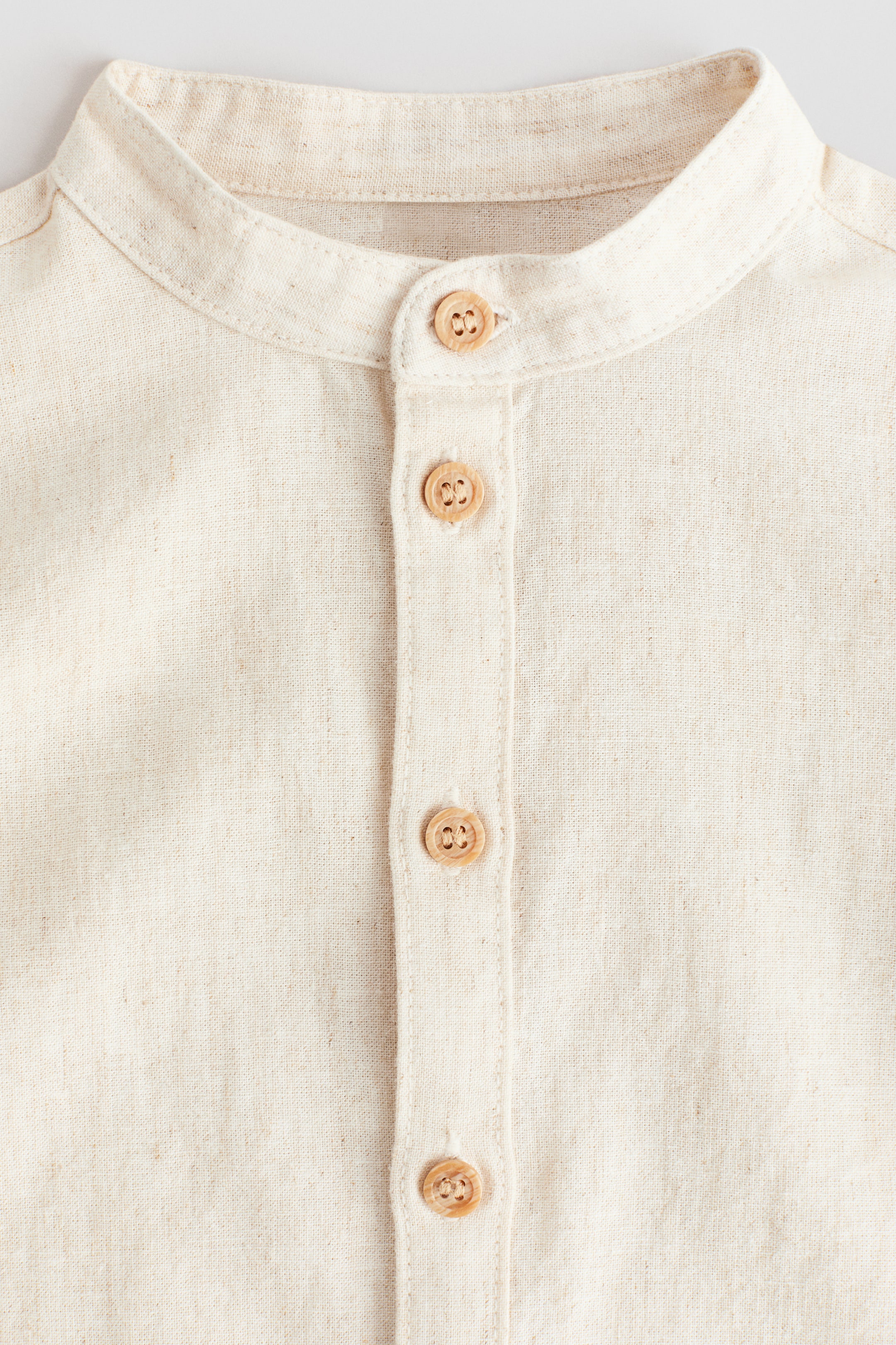 Детские рубашки H&M Linen-Blend Band Collar Shirt — фото 2