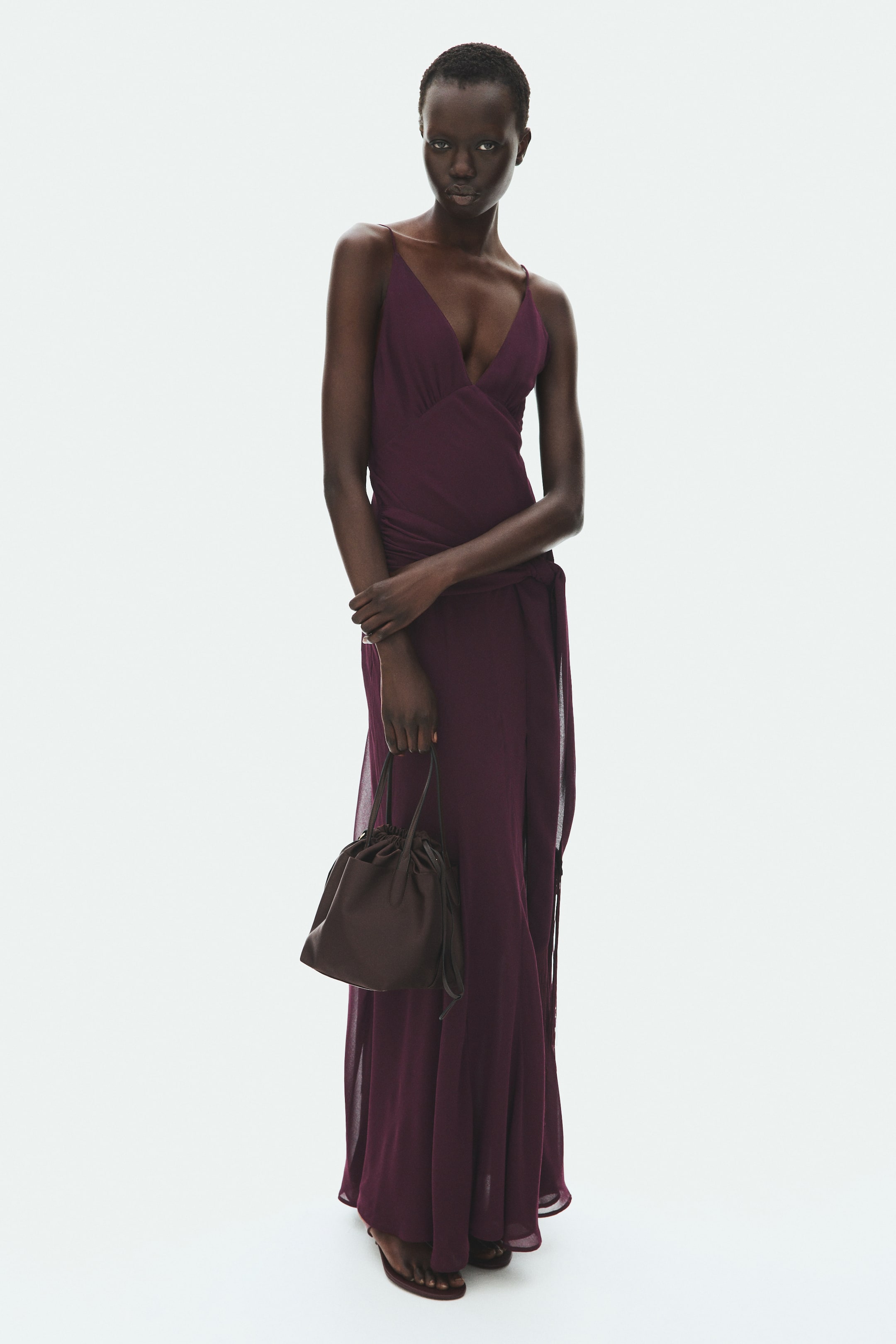 Draped-Panel Strappy Dress