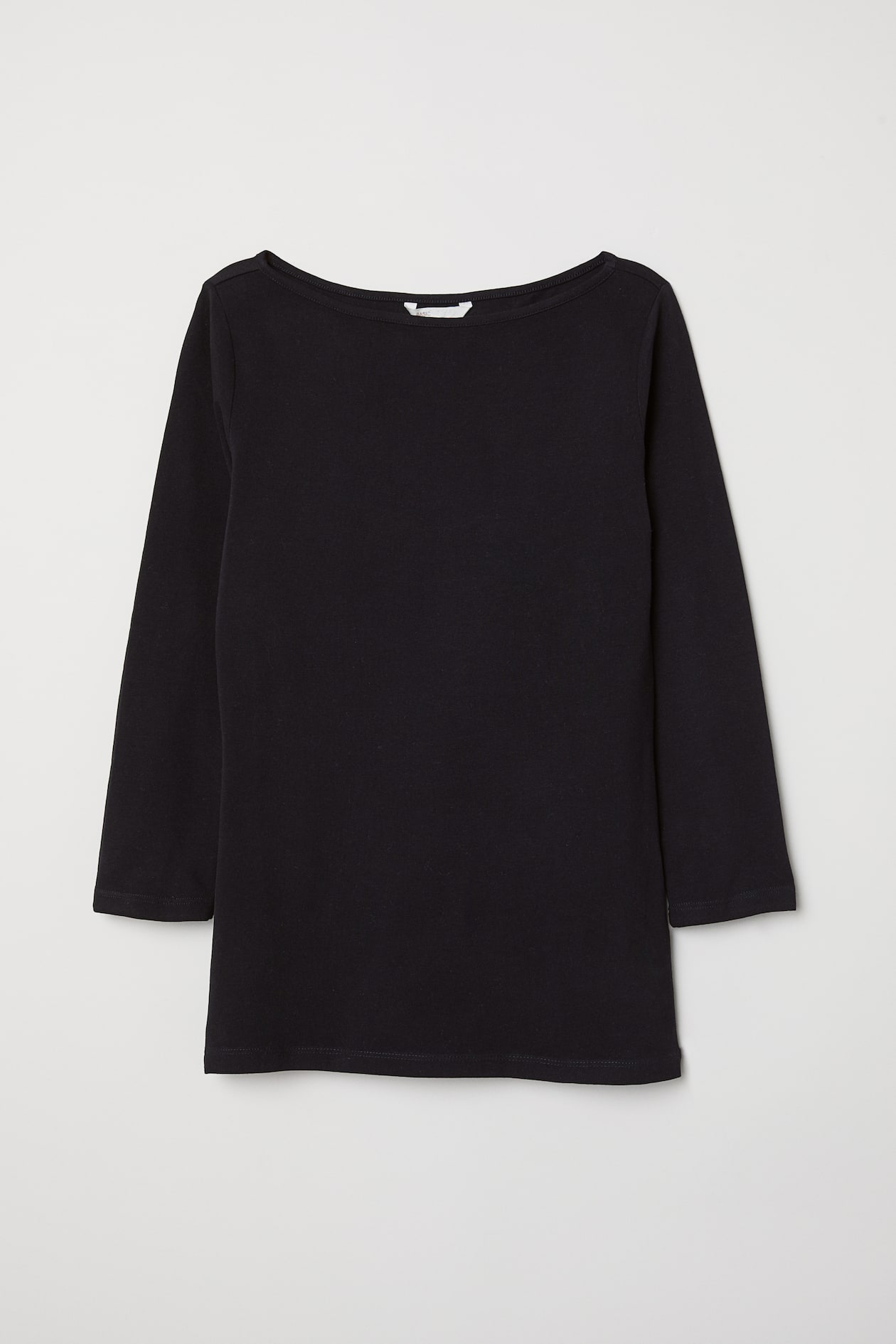 Boat-necked jersey top - Boat neck - 3/4 sleeve - Black - Ladies | H&M GB