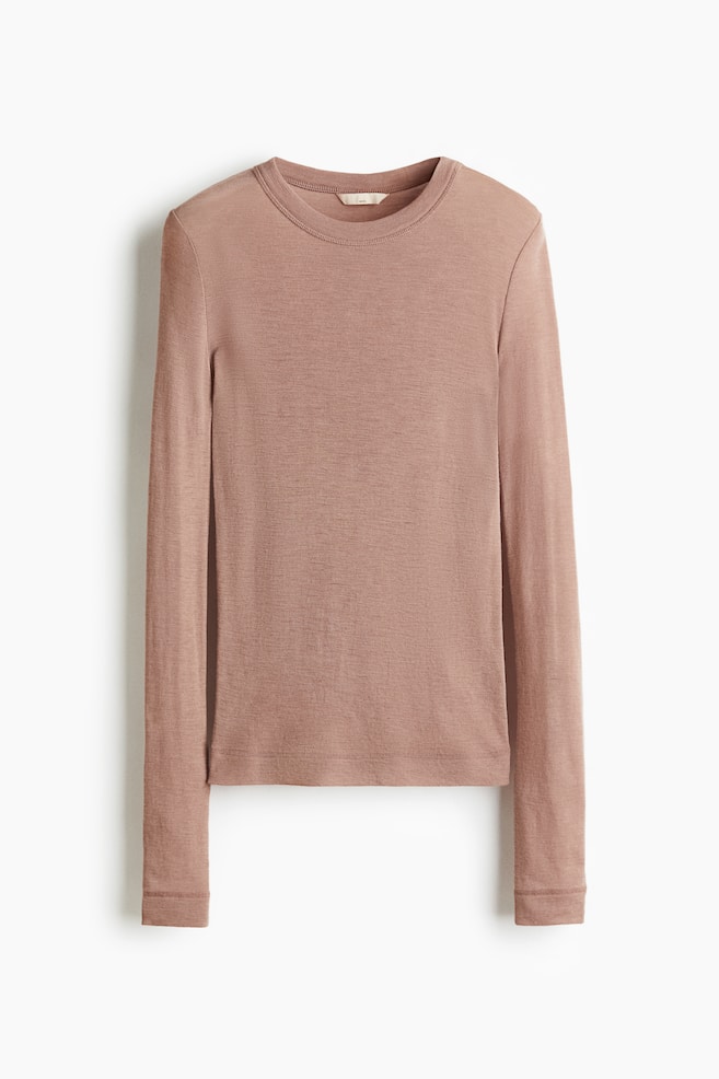 Top en maille de laine fine - Beige/Grège pâle/Jaune moutarde/Marron foncé - 1