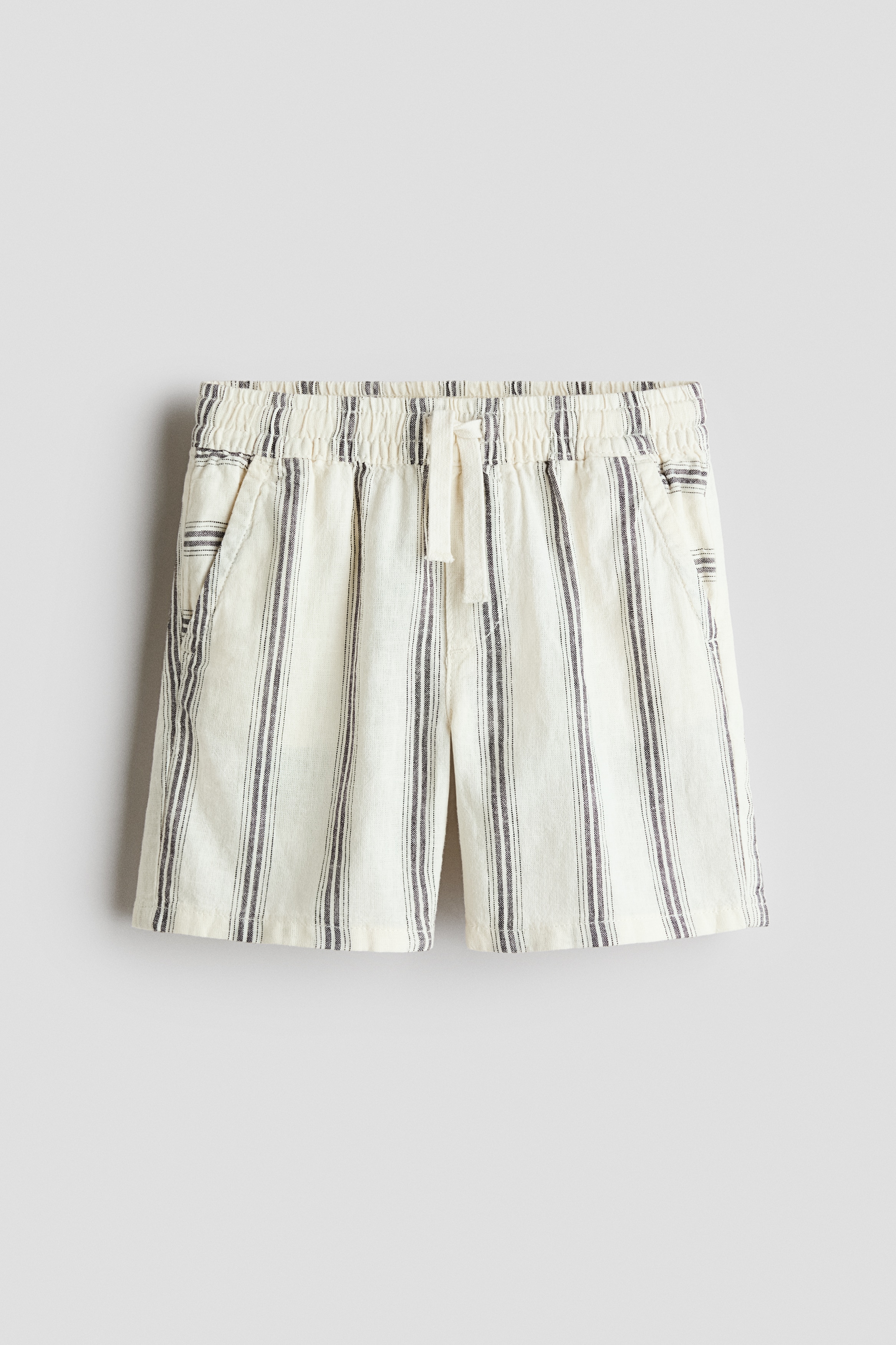 Linen-blend drawstring shorts - Cream/Striped/Blue/Navy blue/Light beige