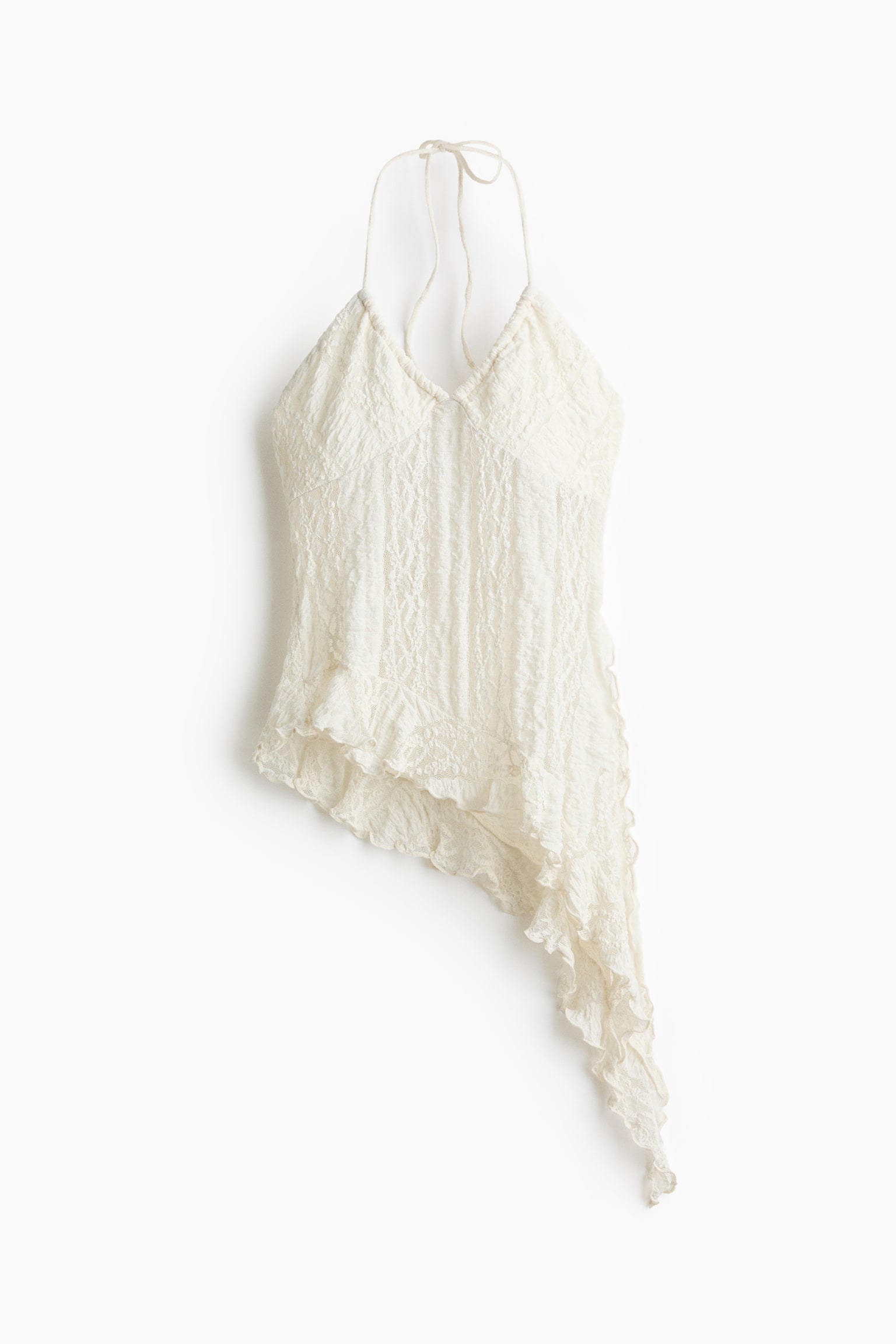 Halterneck lace beach top - Cream - 2