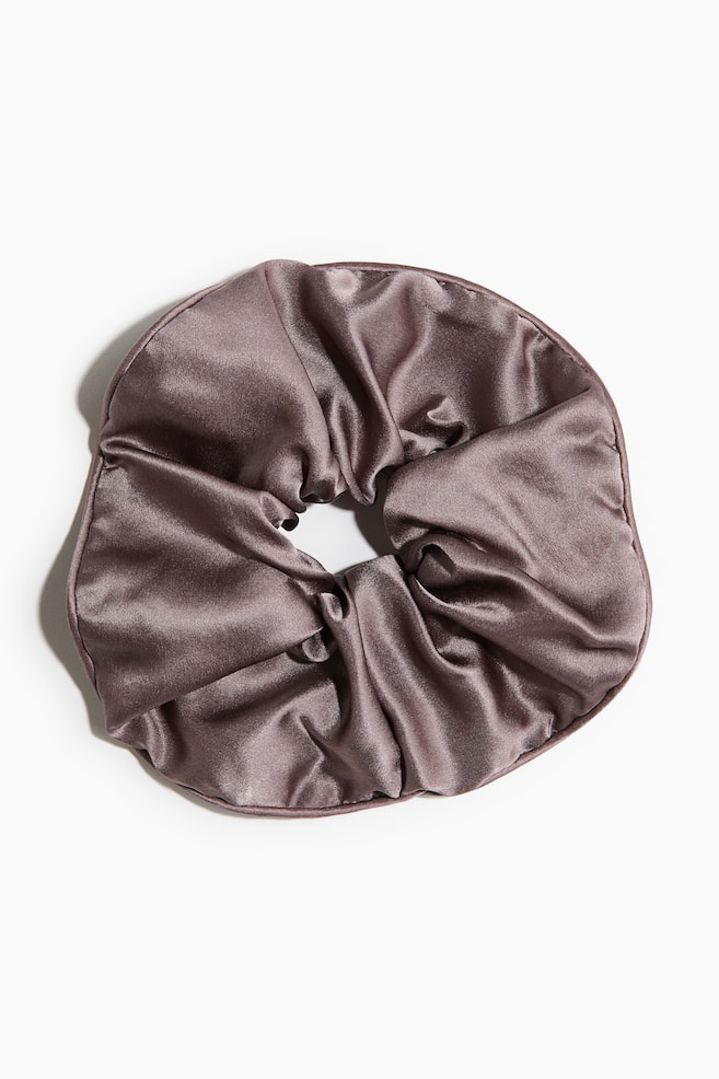 Silk scrunchie - Dark dusty brown - 1