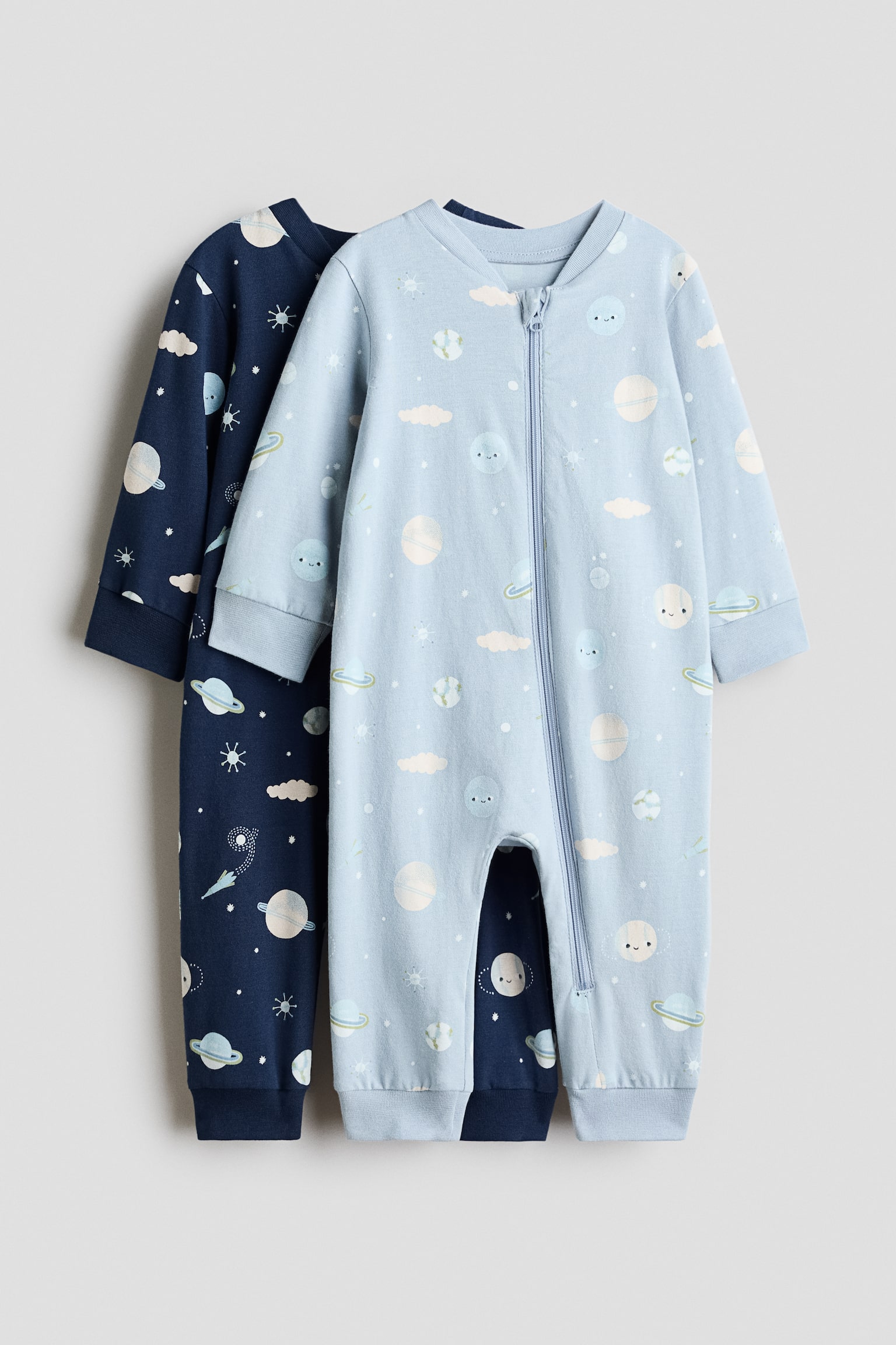 2-pack printed sleepsuits - Blue/Space