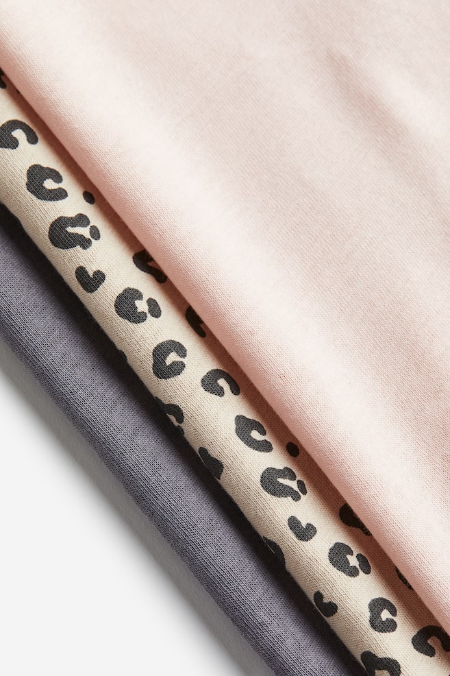 3-pack cotton tops - Light pink/Leopard print/Lilac/Light pink - 3