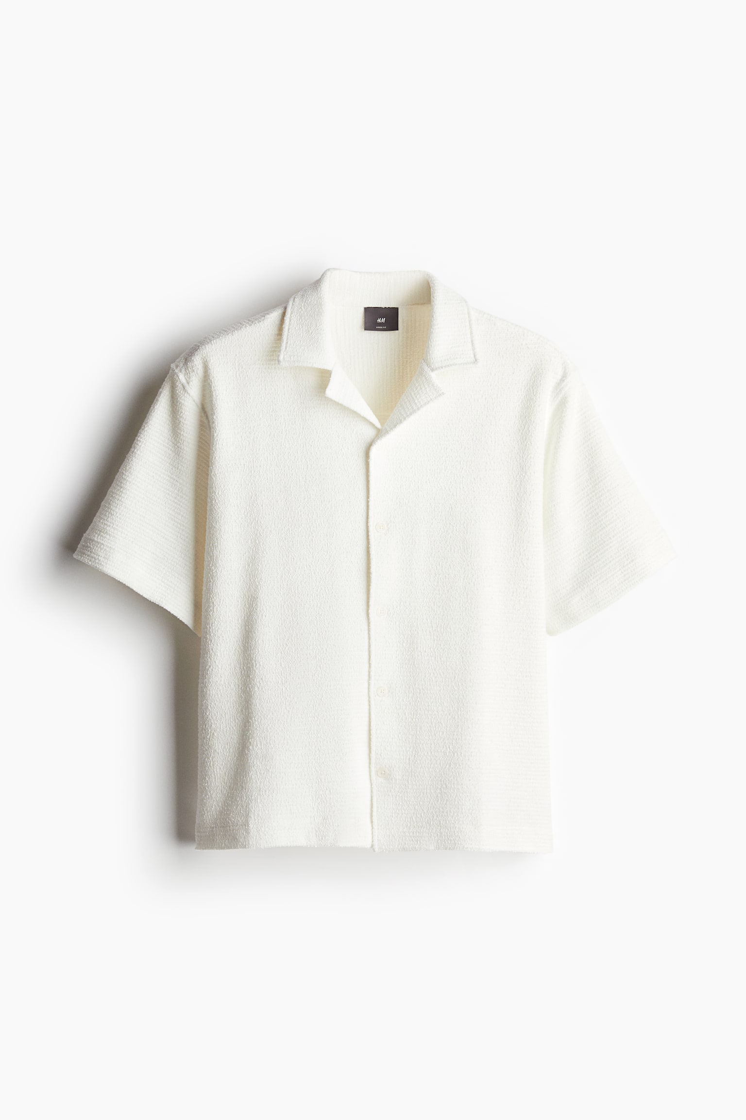 Loose Fit Textured resort shirt - Cream/Black - 1