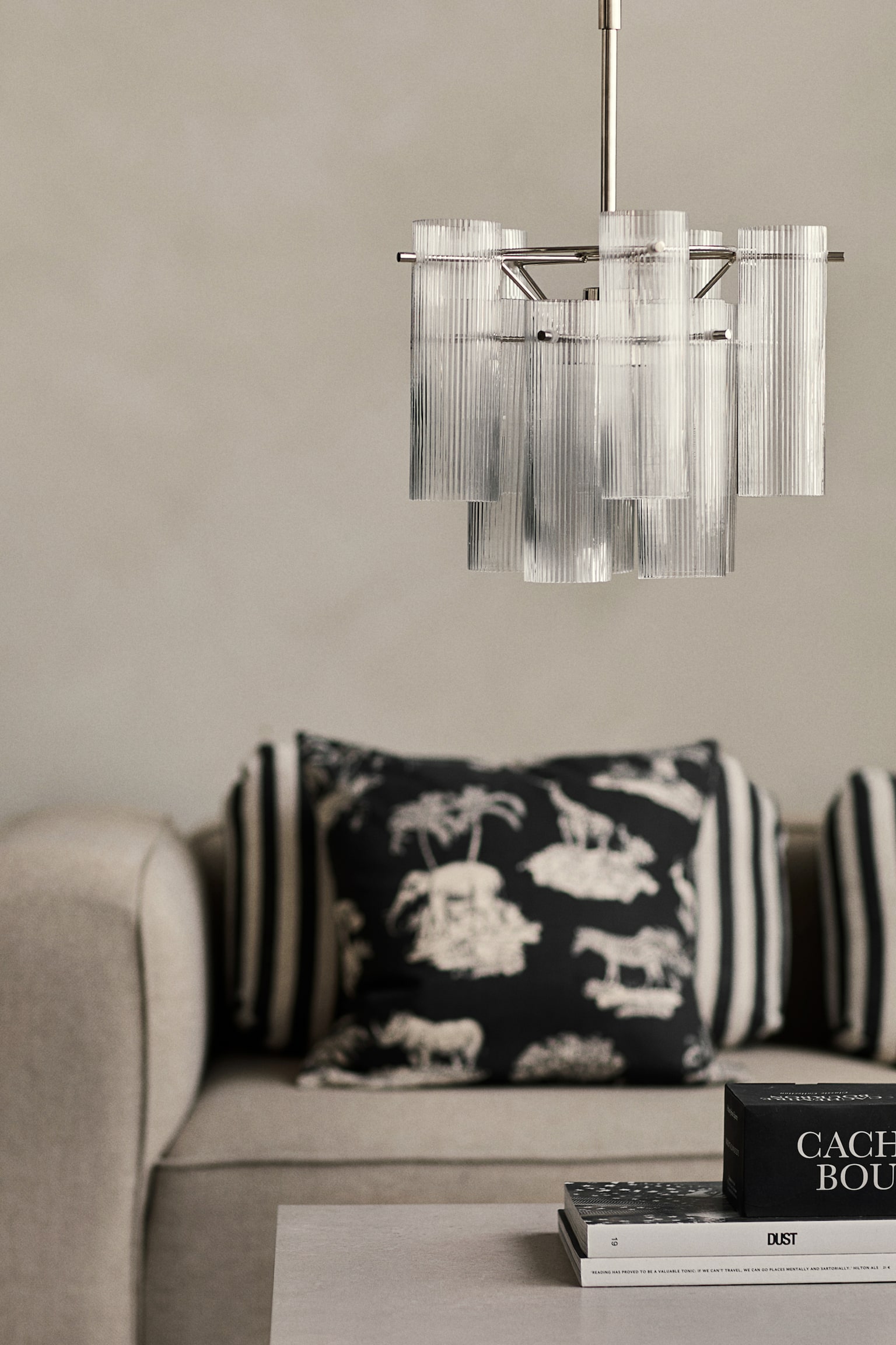 Chandelier-style pendant light - Silver-coloured/Transparent - 2