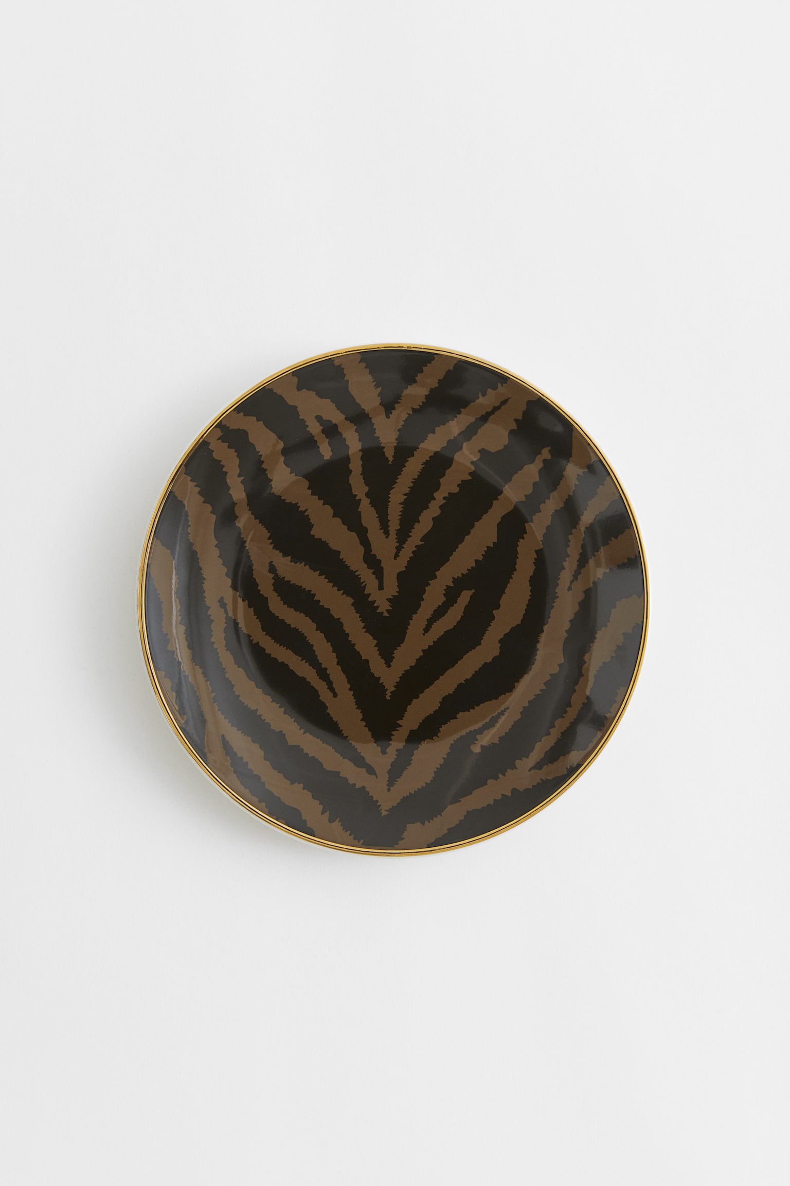 Lille tallerken i porcelæn - Mørkebrun/Zebramønstret