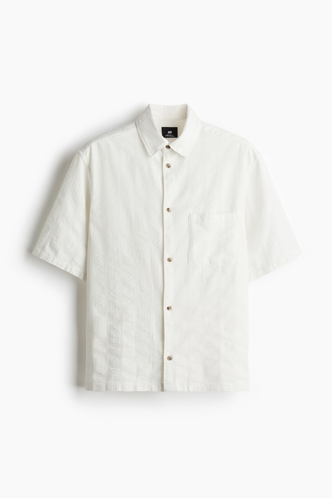 Regular-Fit Textured Short-Sleeved Shirt - Cream - 1