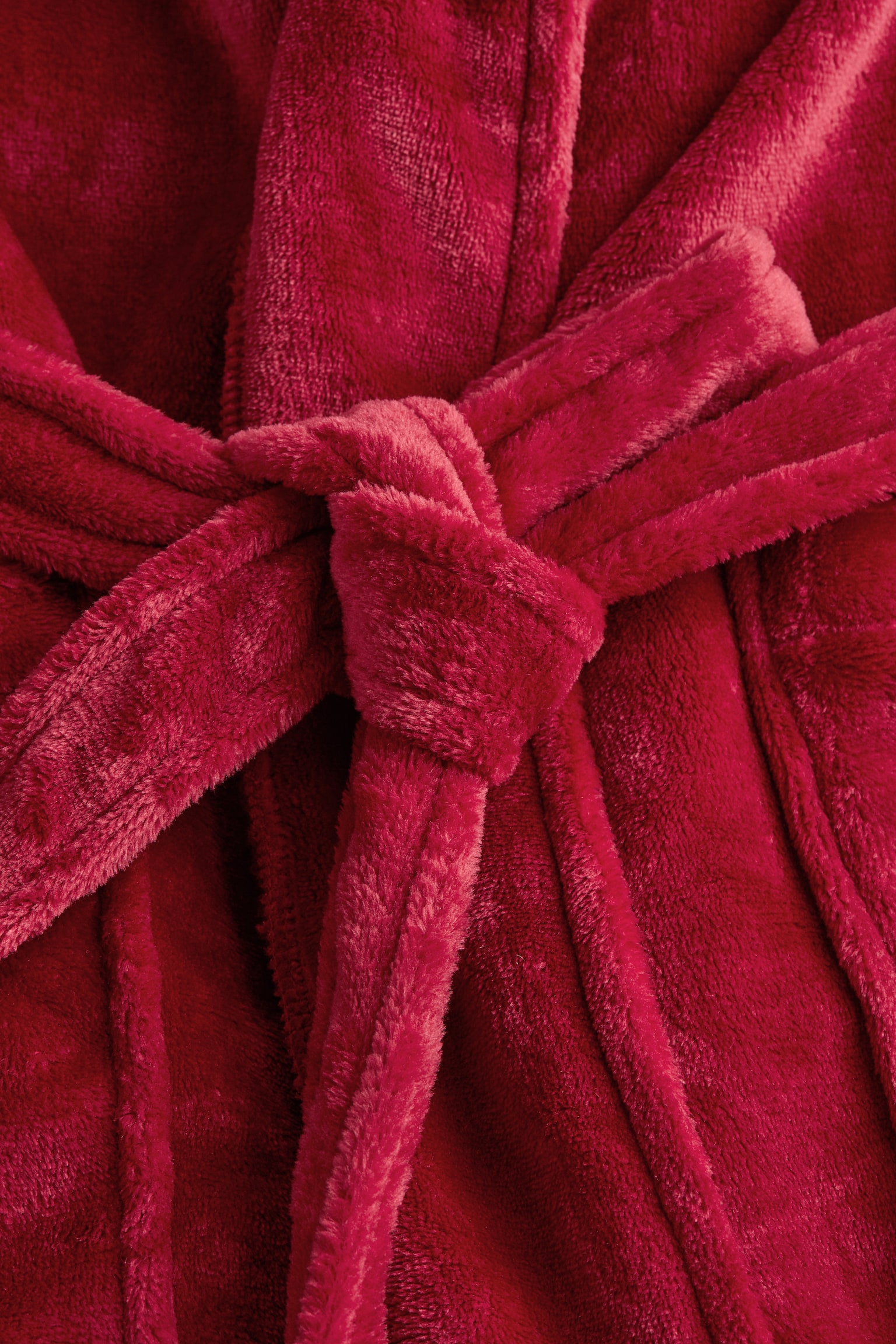 Fleece Bathrobe - Red/Greige - 2