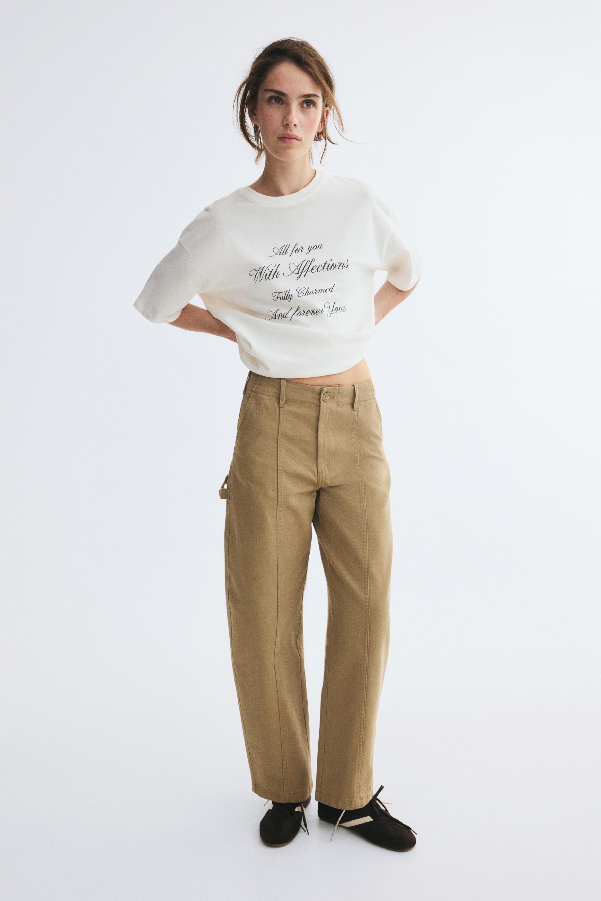 Barrel cargo trousers - Beige/Denim black