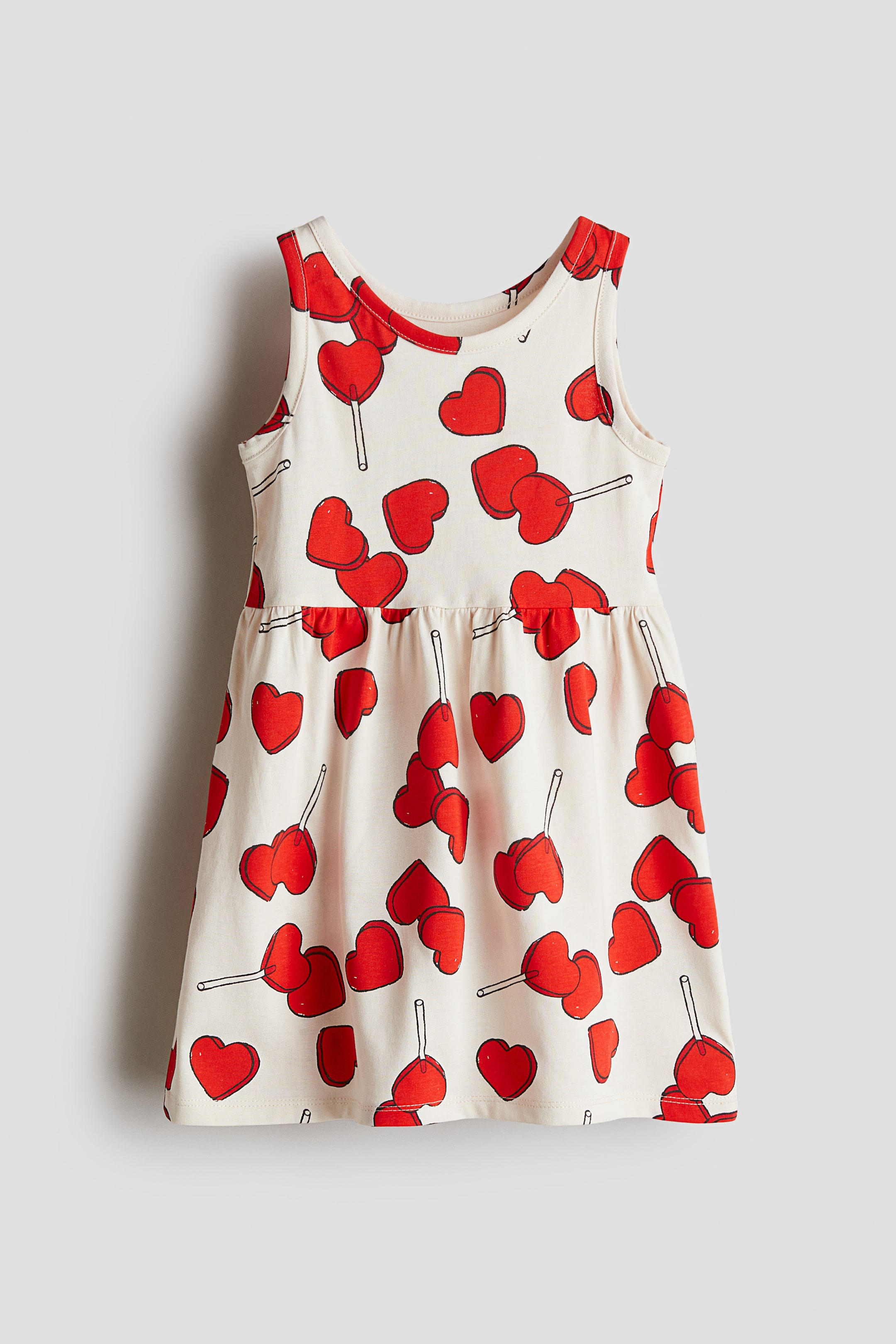 View larger image: Patterned Jersey Dress - Light beige/Hearts - Kids | H&M PH 1