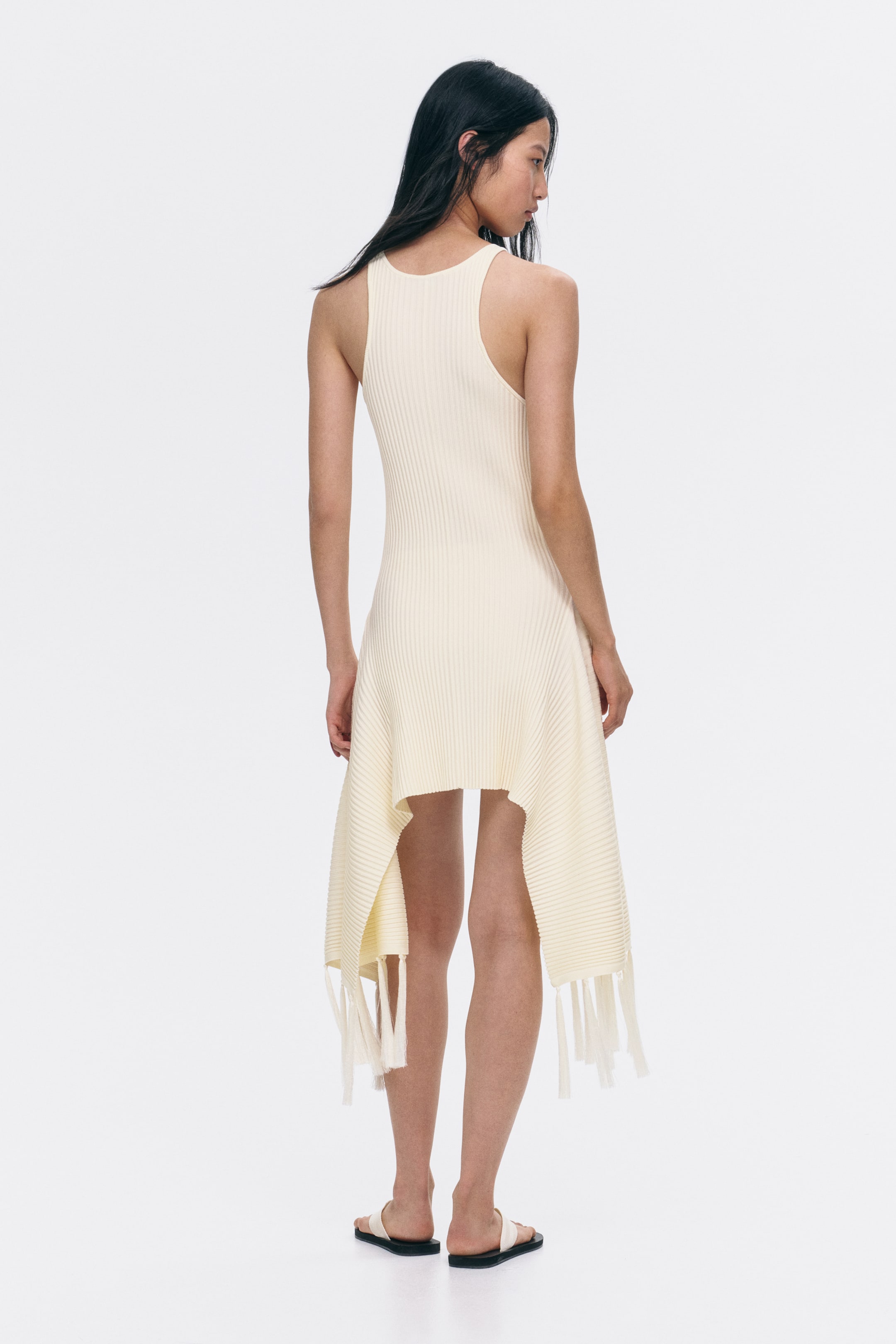 Fringed Rib-Knit Dress