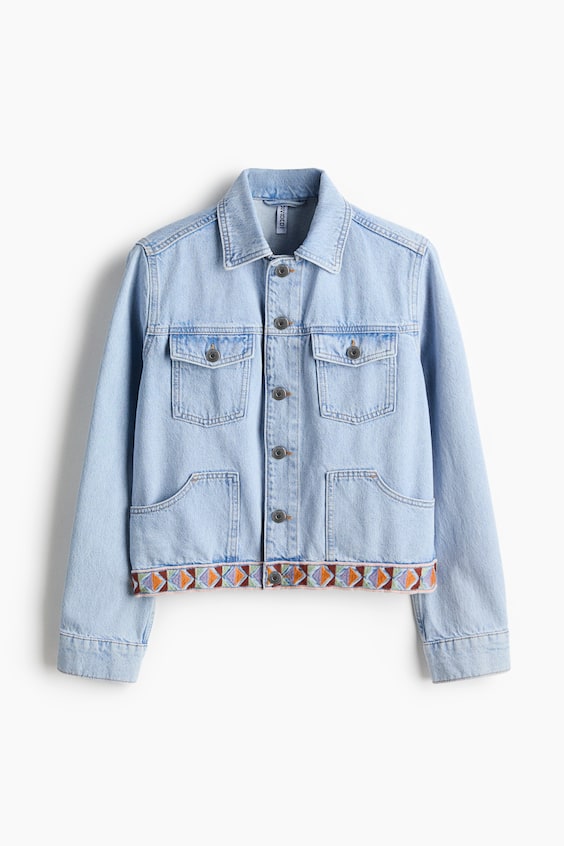 Женские куртки H&M Embroidered-Detail Denim Jacket
