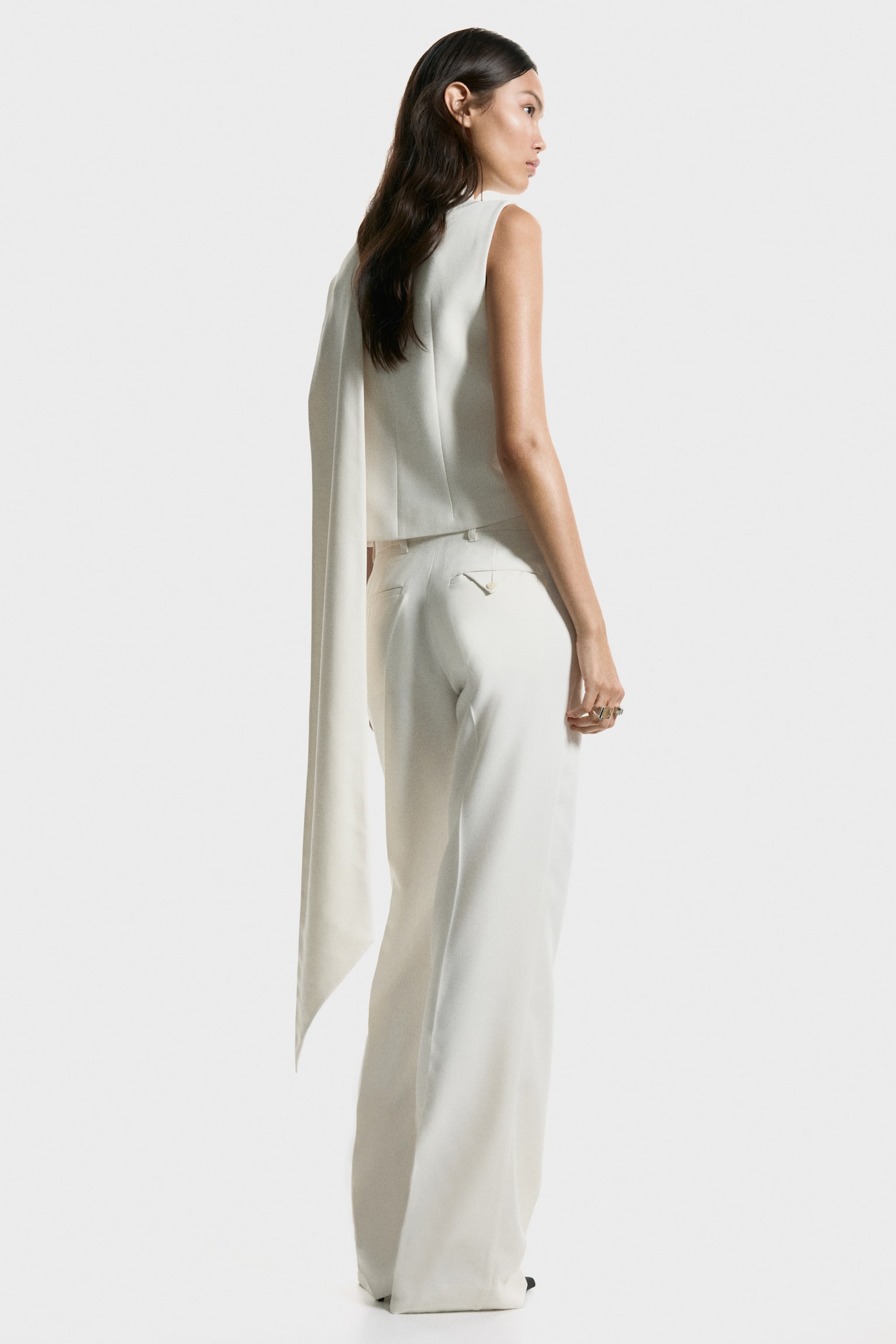 Elegantní kalhoty bootcut - Bílá - 3