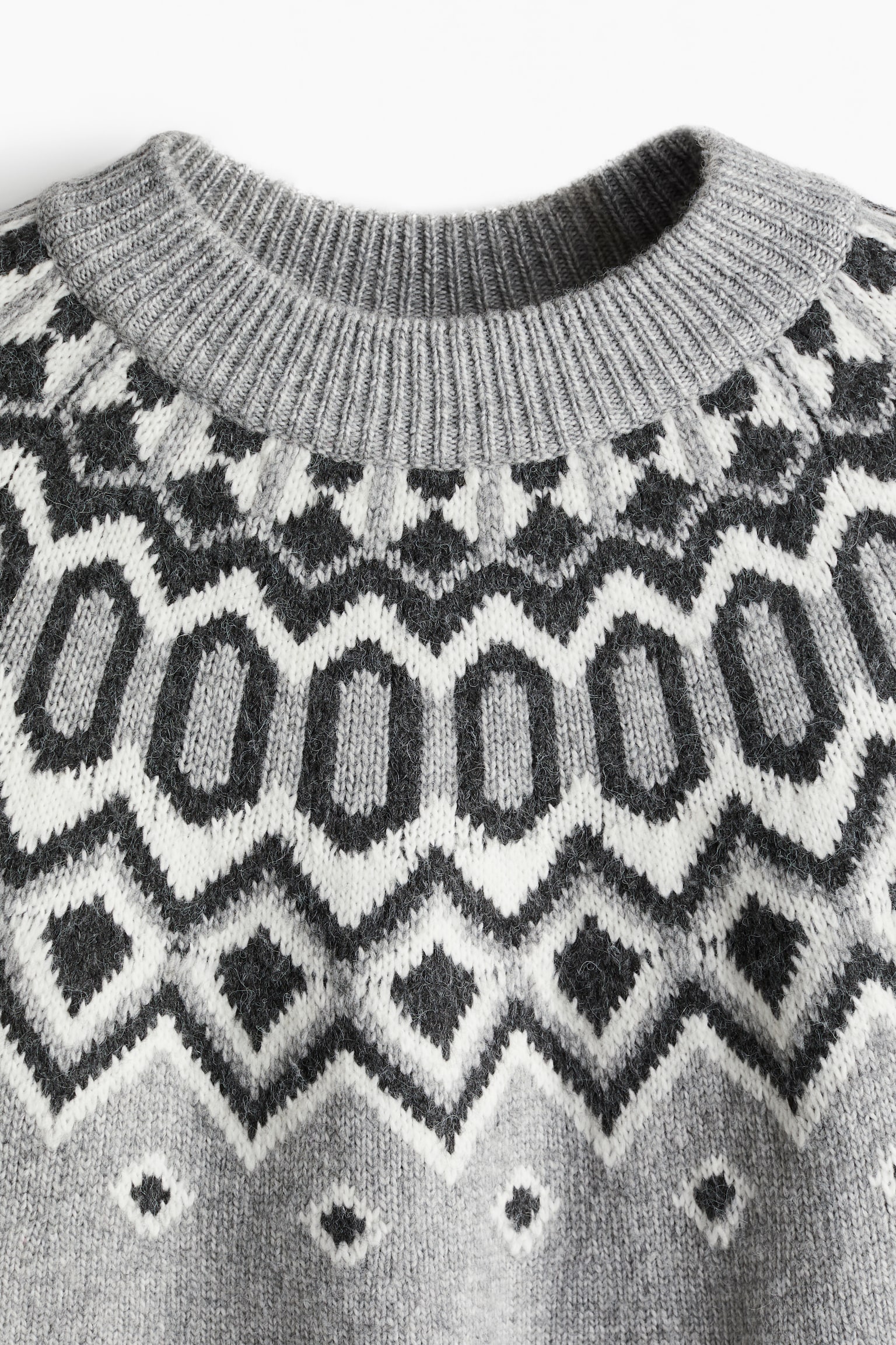 Jacquard-knit jumper - Light grey marl/White - 6