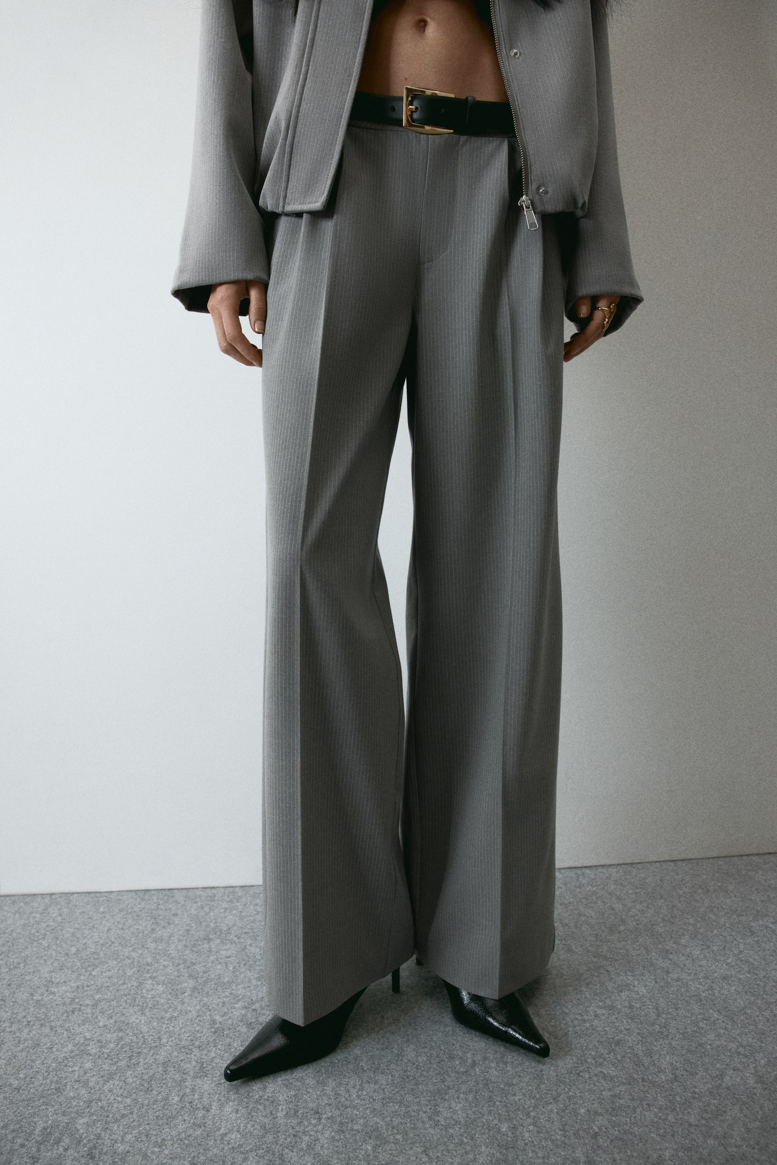 Wide tailored trousers - Light grey/Pinstriped/Grey/Pinstriped/Grey/Checked/Grey/Dark blue/Pinstriped - 5