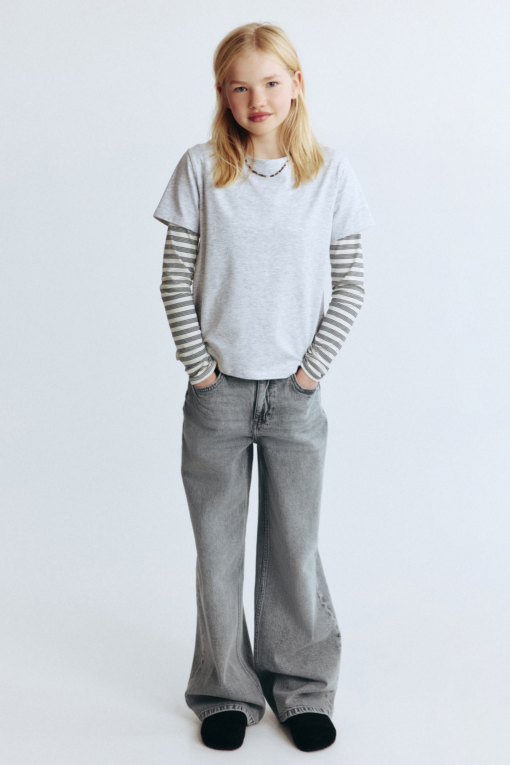 View larger image: Wide Leg Jeans - Light denim gray - Kids | H&M PH 1